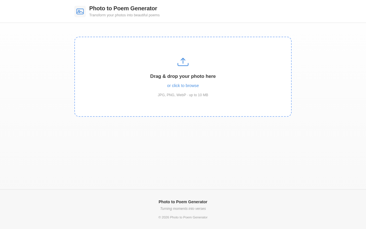 Photo to Poem Generator design preview