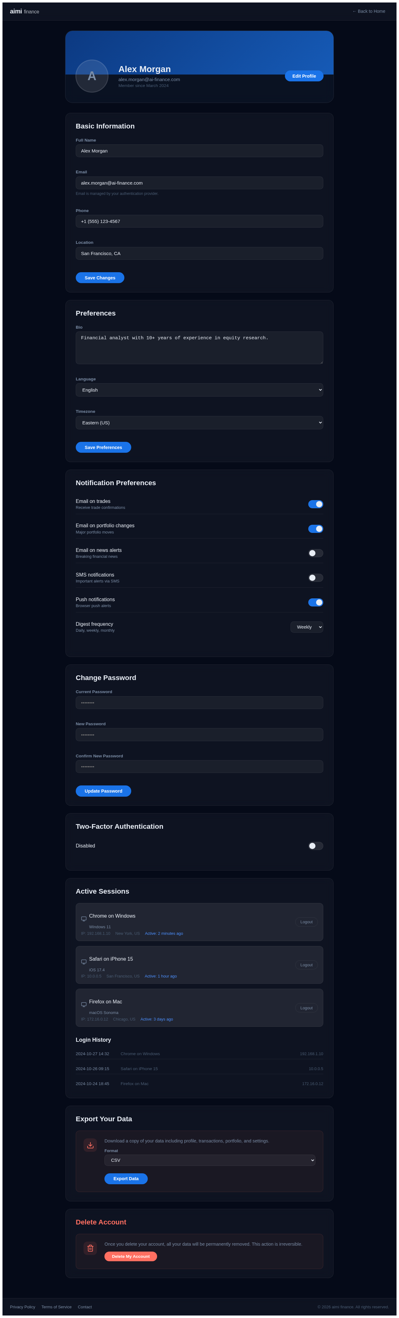 Profile design preview