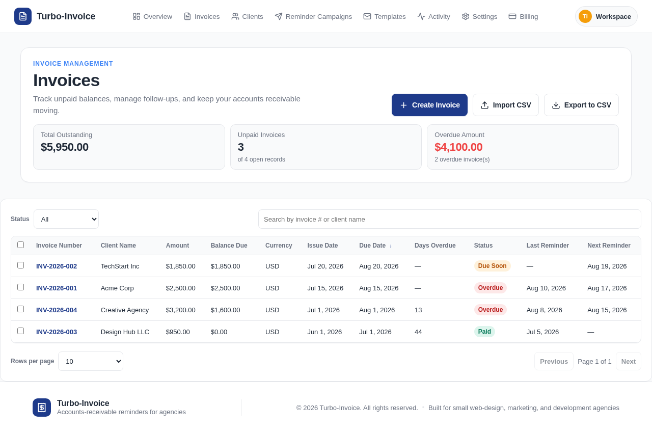 Invoices design preview