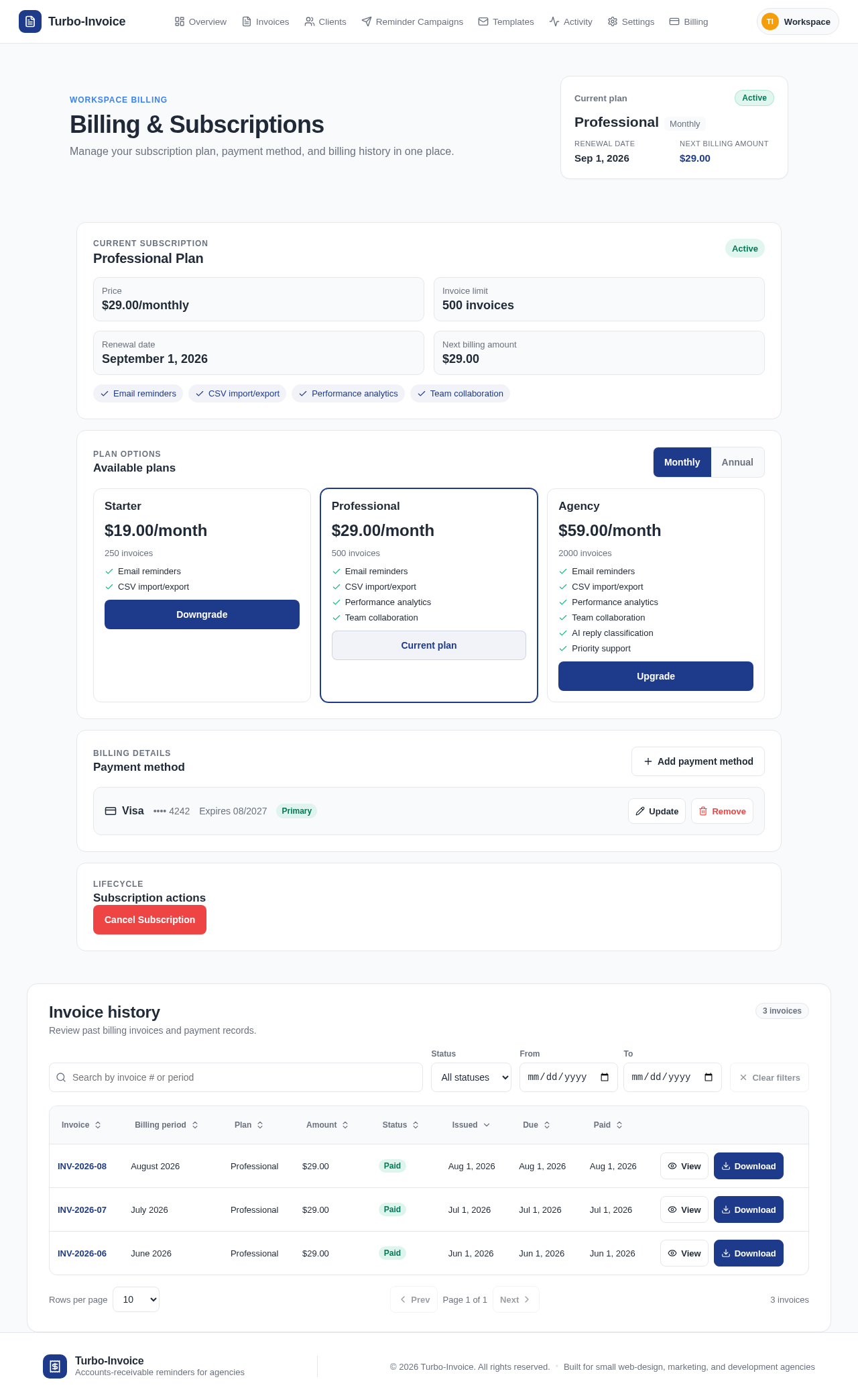 Billing design preview