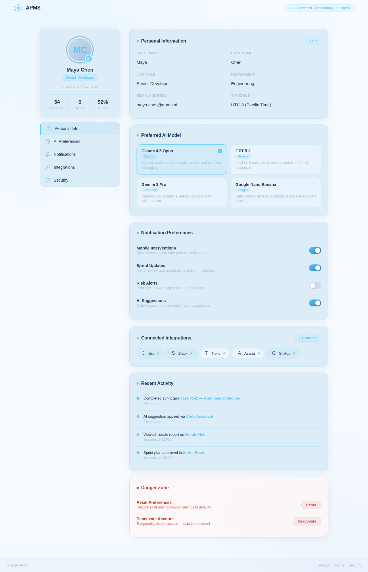 Profile design preview
