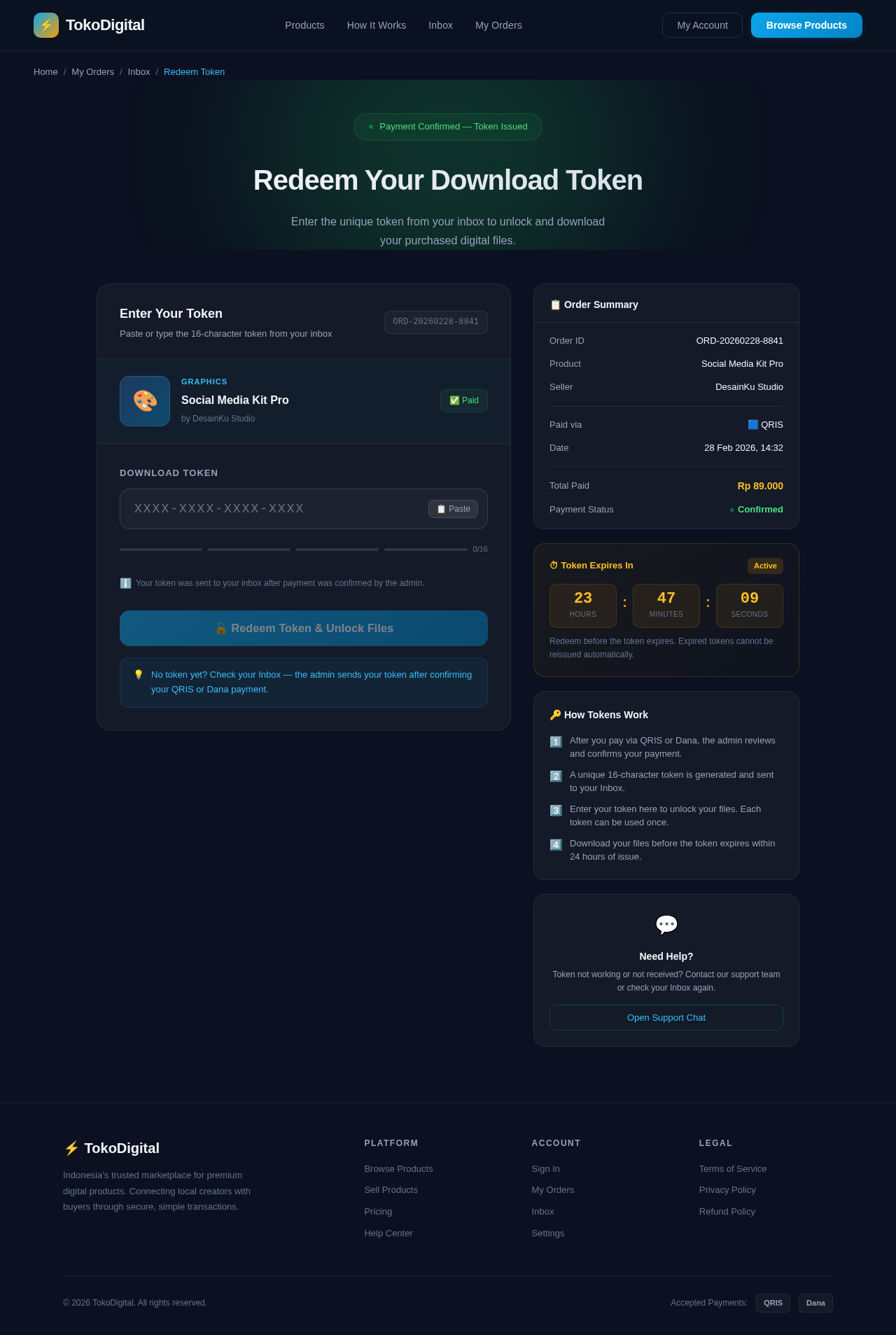 Token design preview