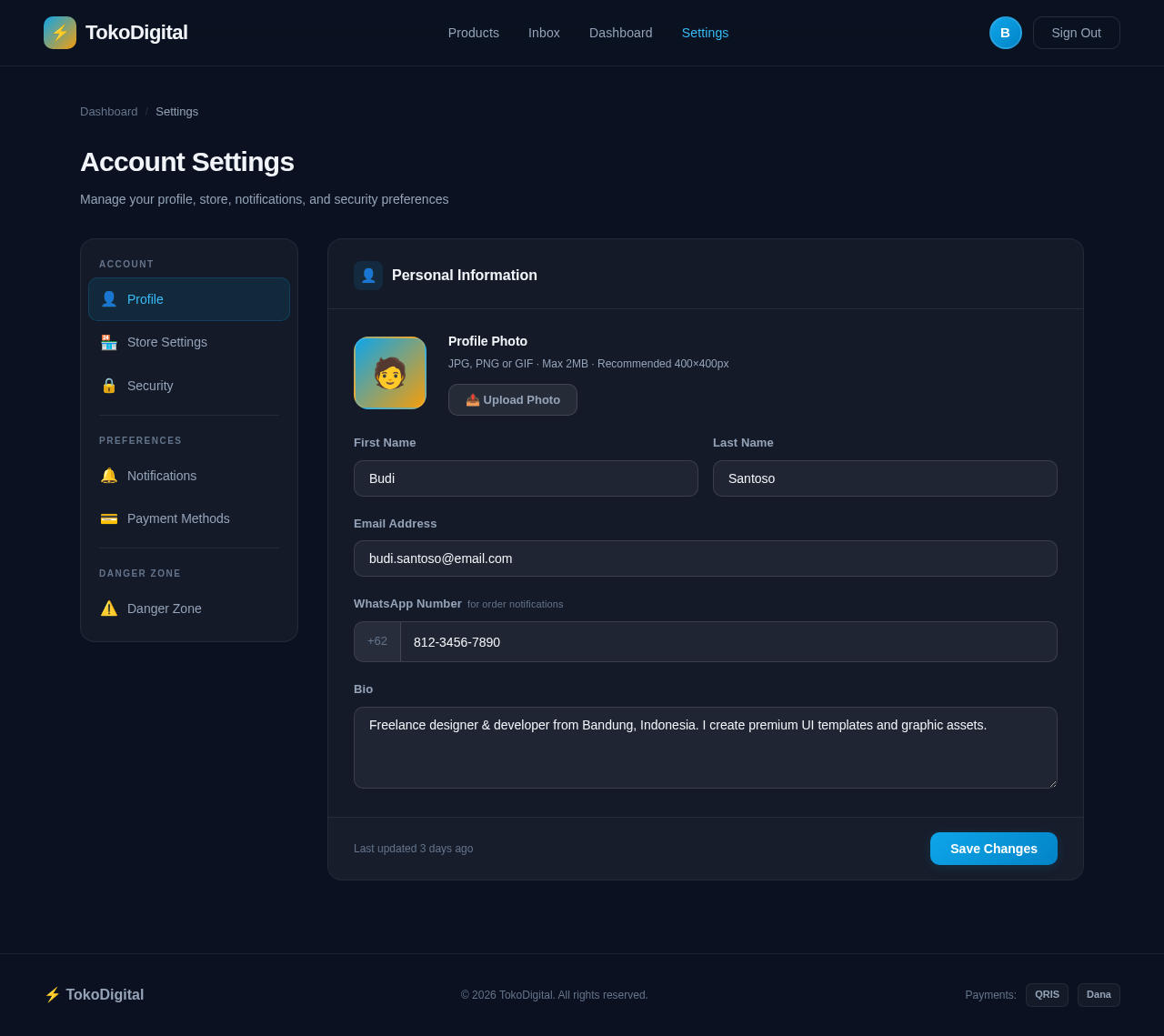 Settings design preview