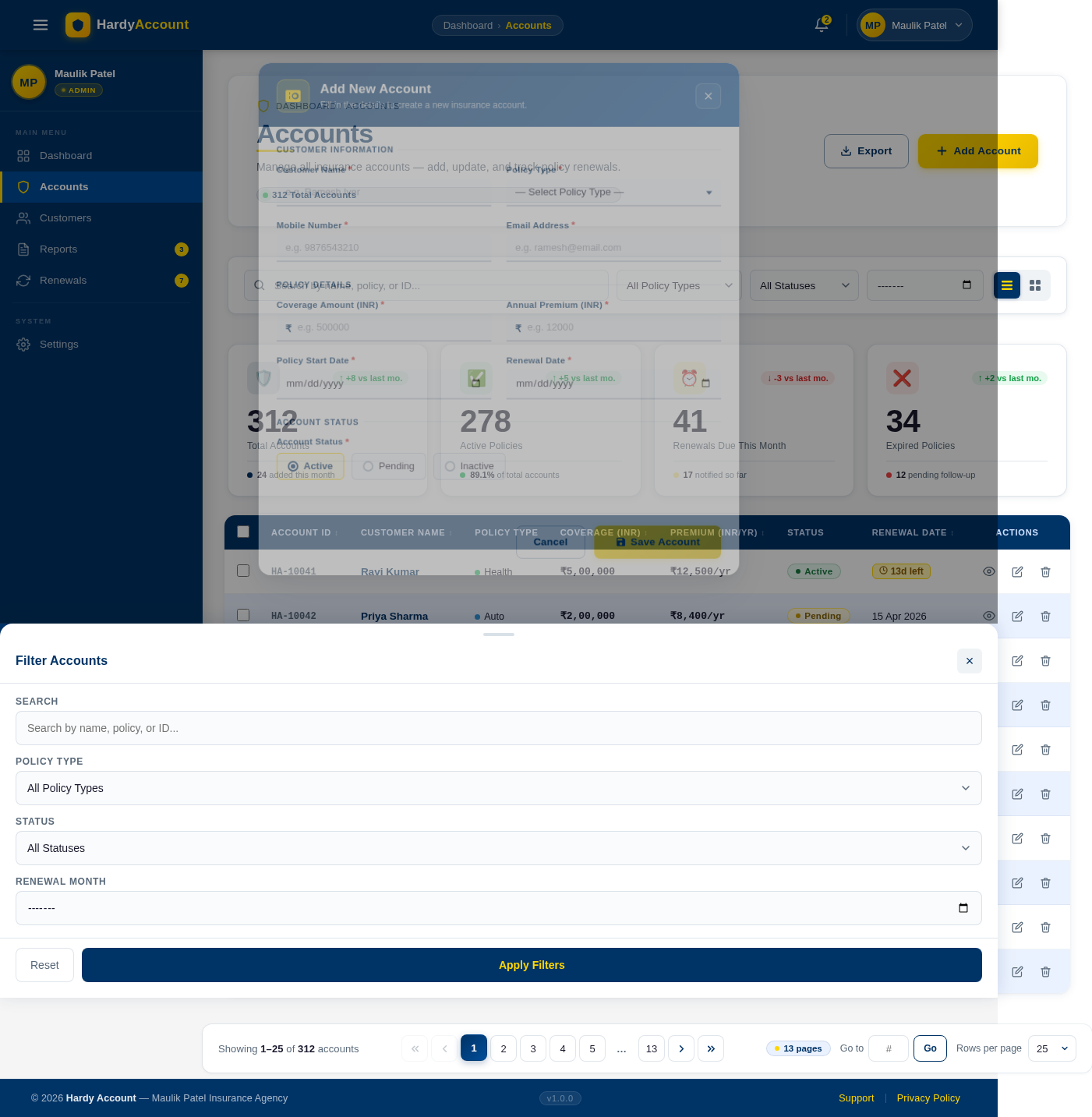 Accounts design preview