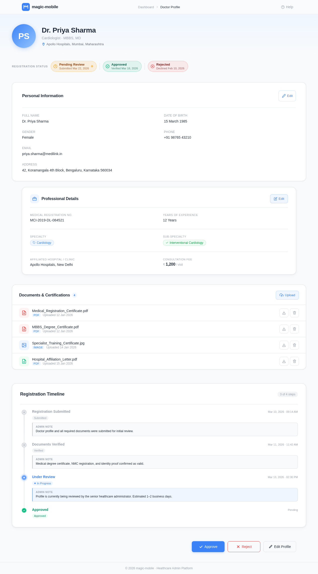 Profile design preview
