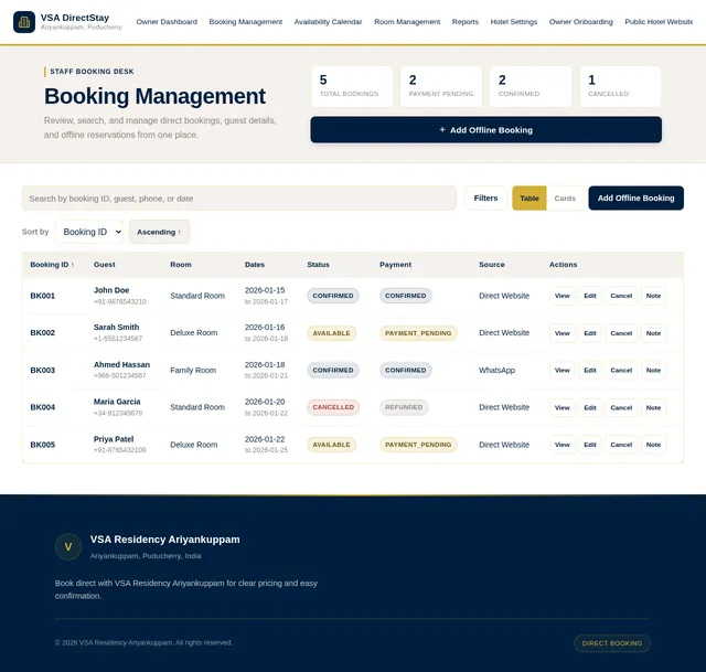 Booking Management