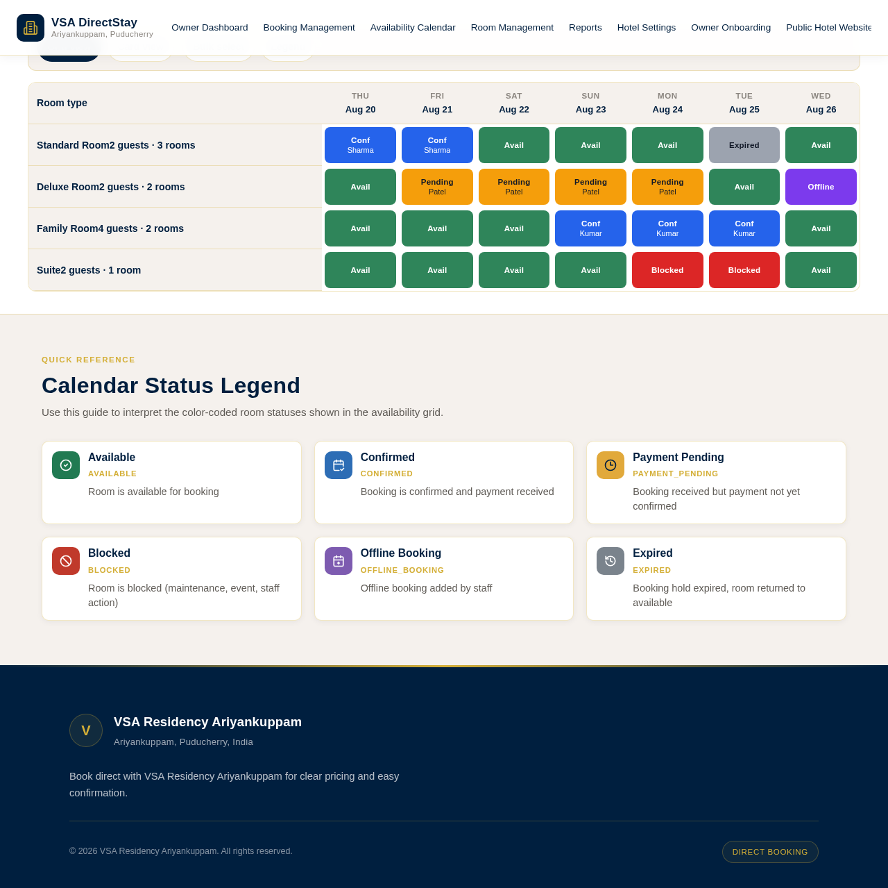 Availability Calendar design preview