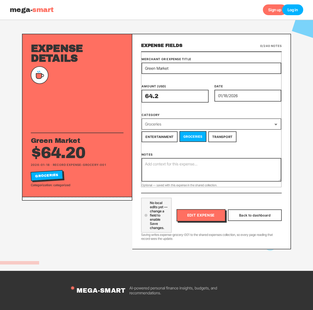 Expense Details design preview