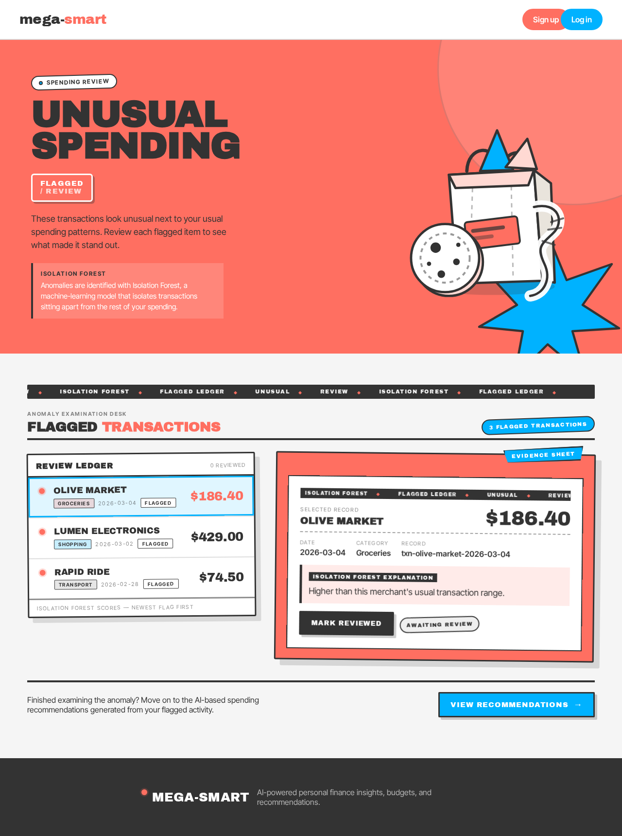Unusual Spending design preview