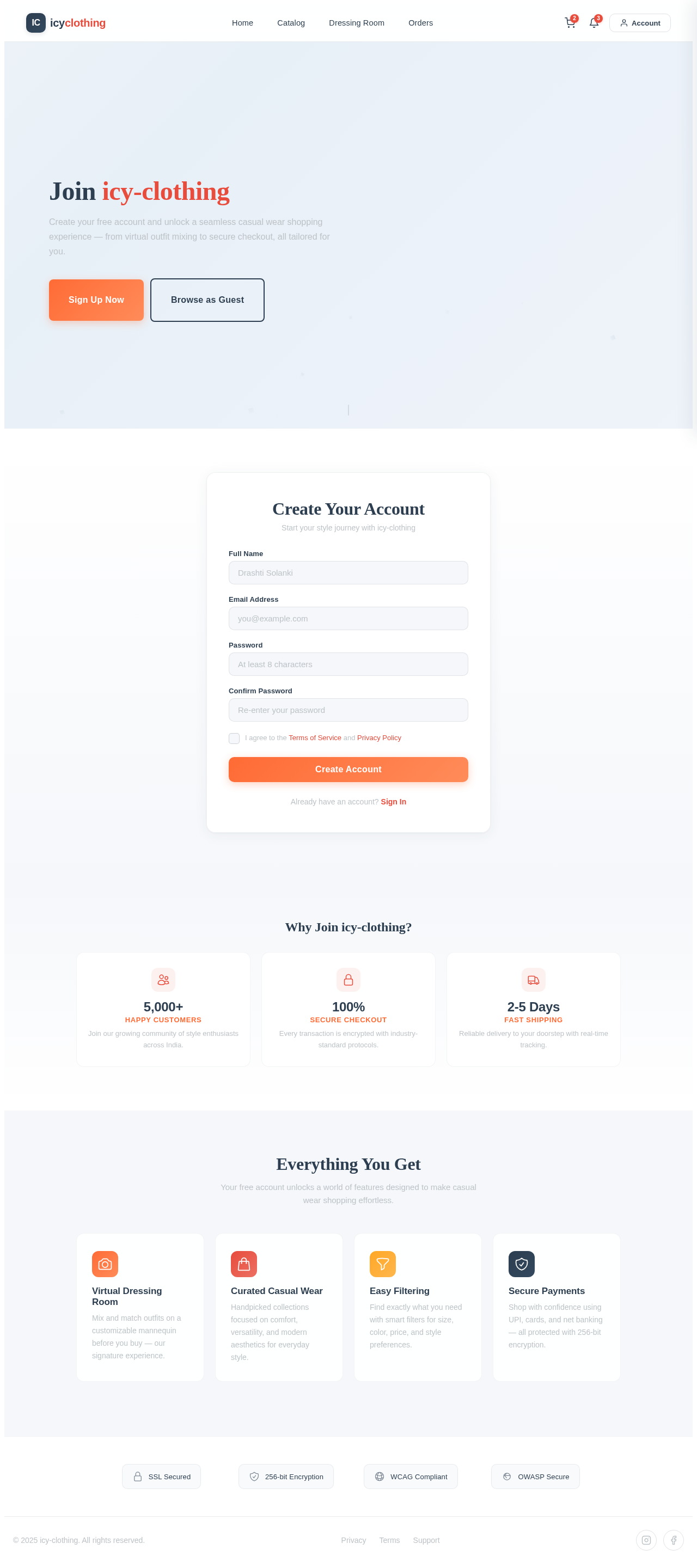 Signup design preview