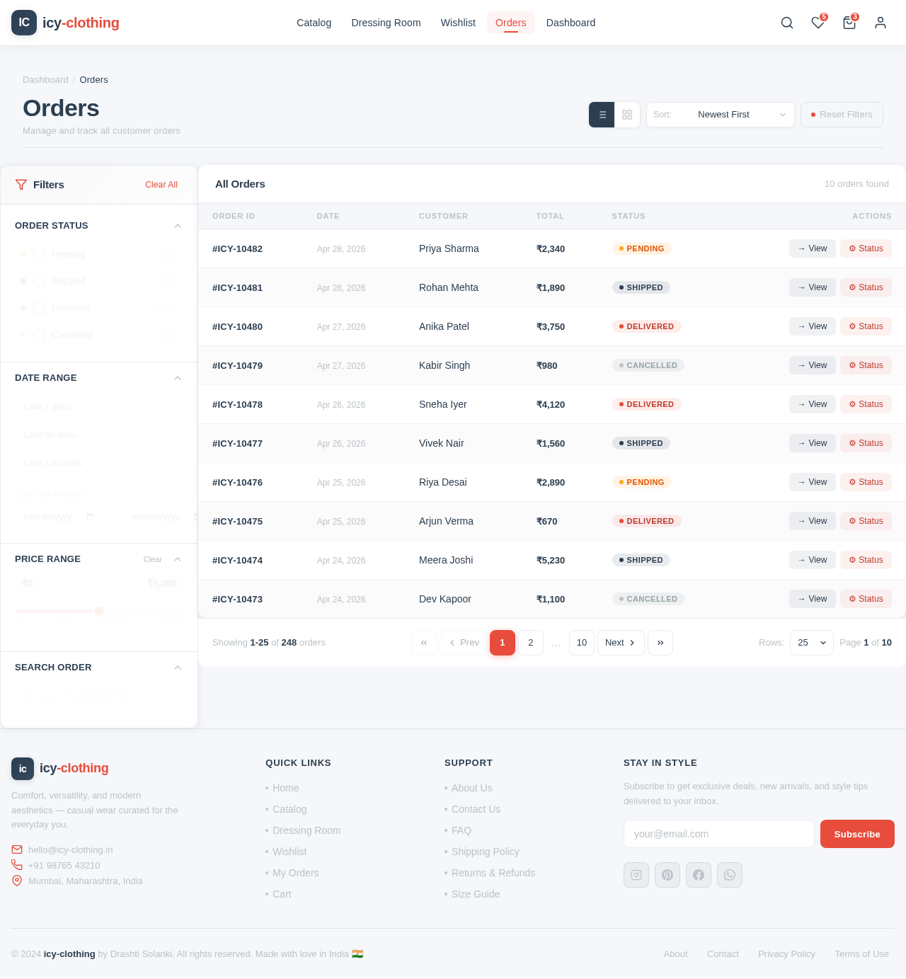 Orders design preview