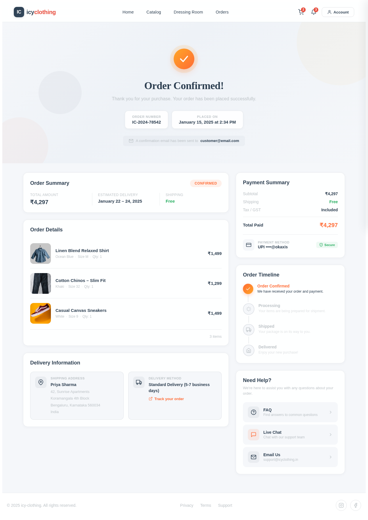 OrderConfirmation design preview