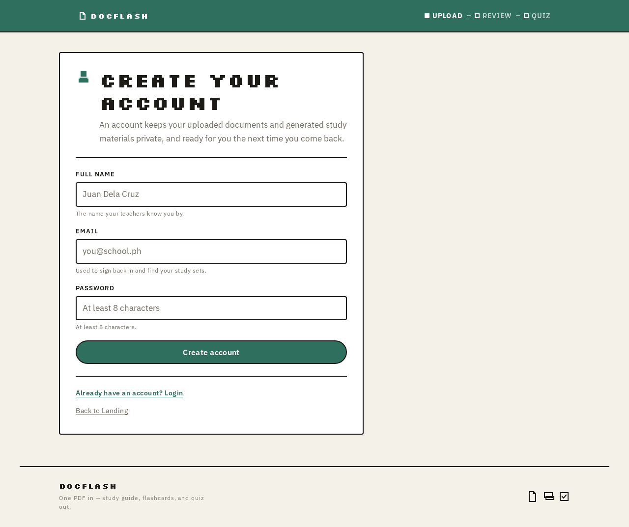 Sign Up design preview