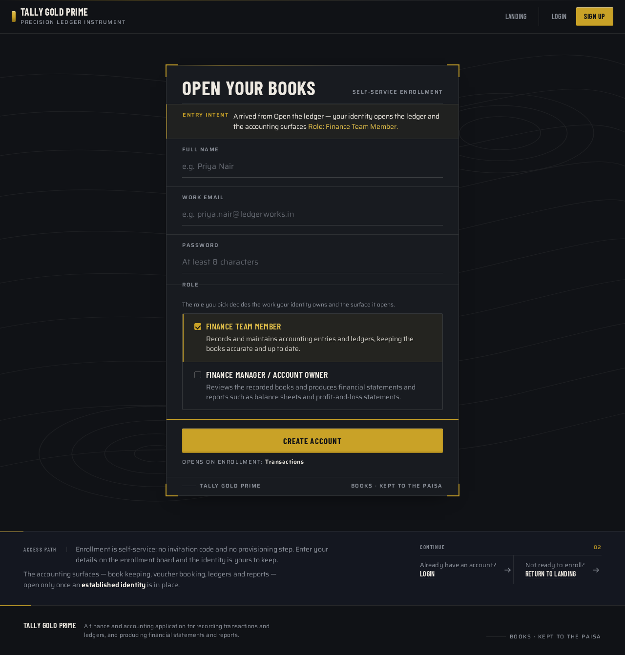 Sign Up design preview