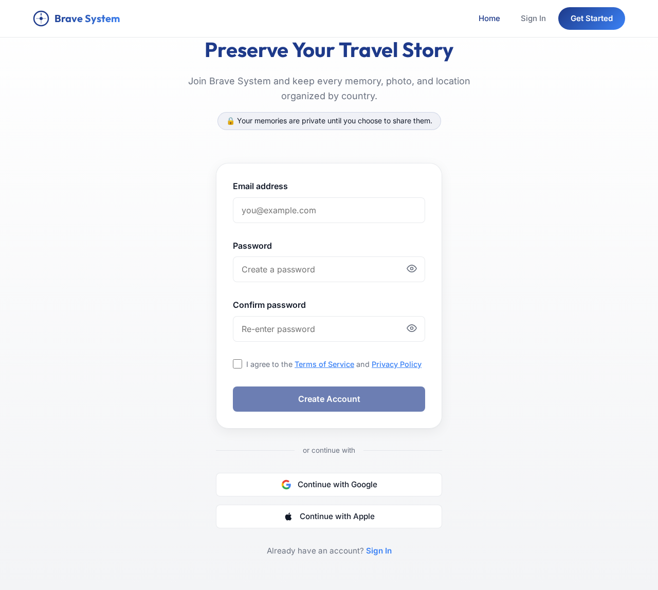Signup design preview