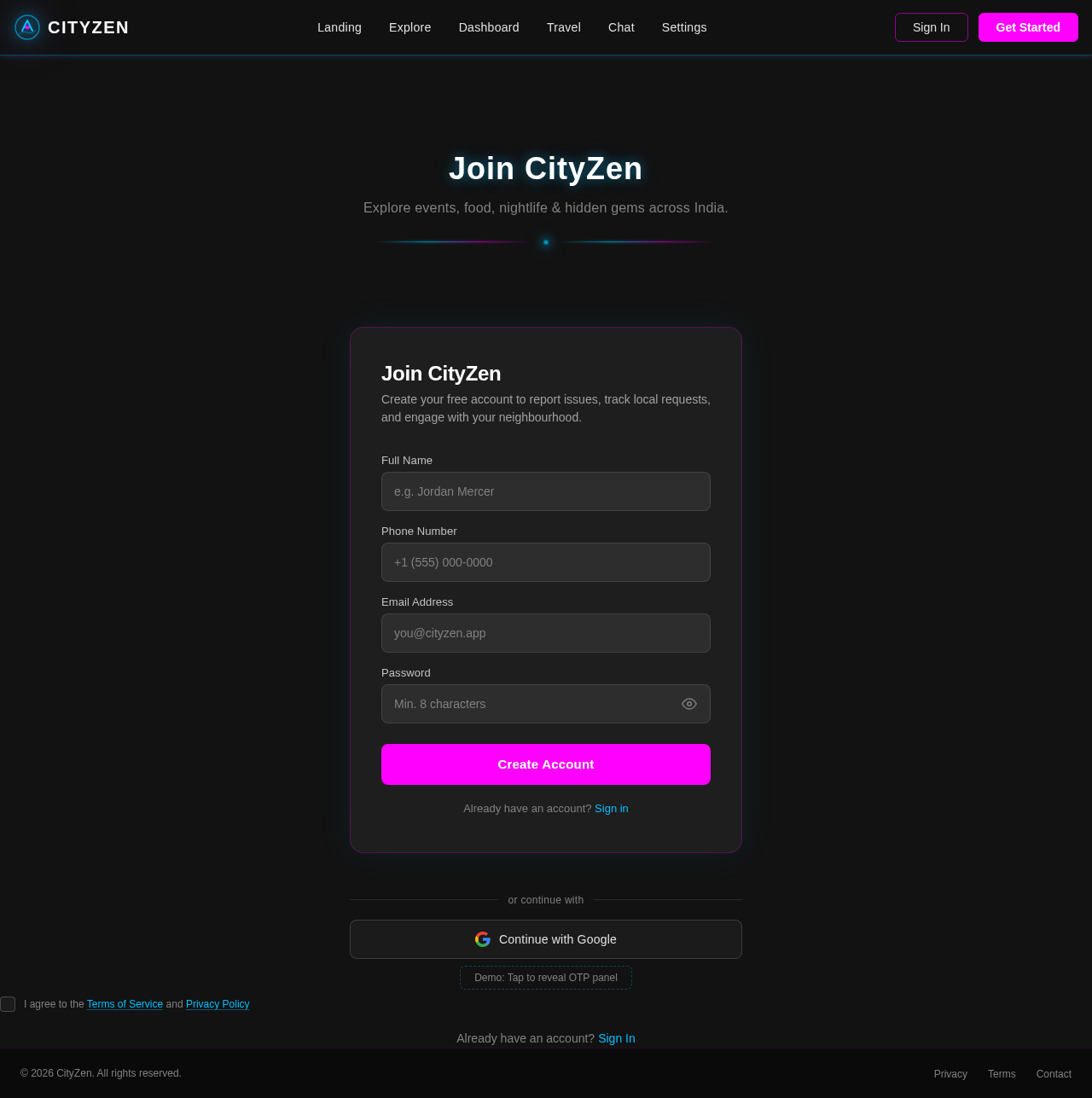 Signup design preview