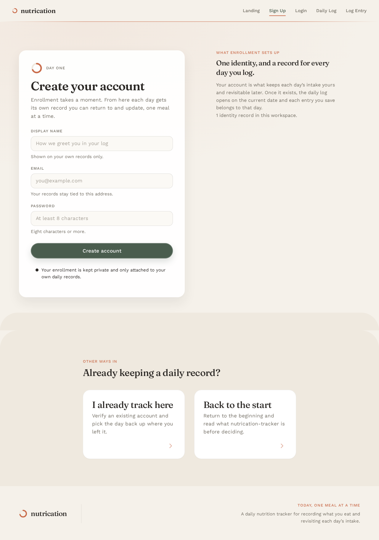 Sign Up design preview