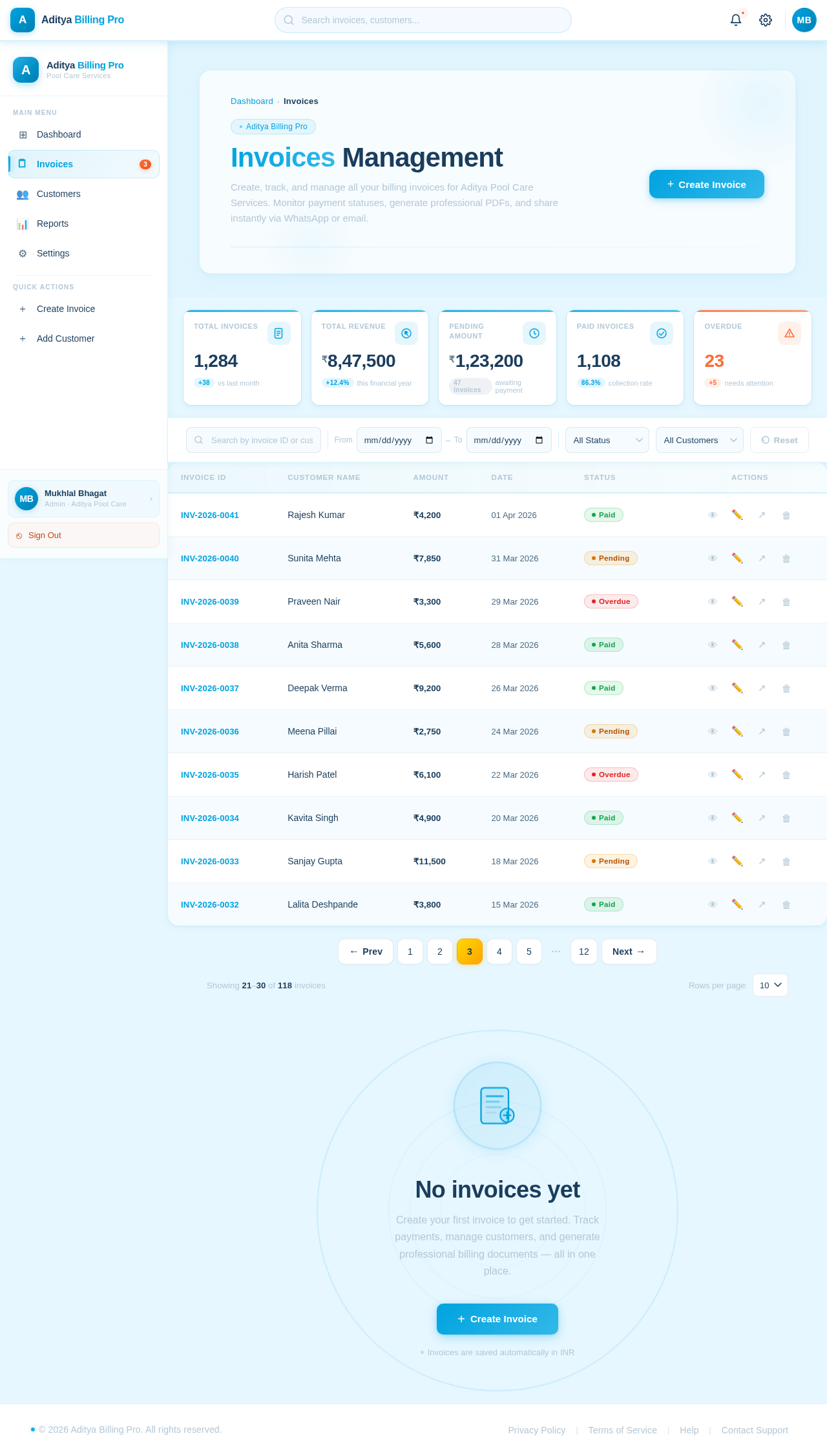 Invoices design preview