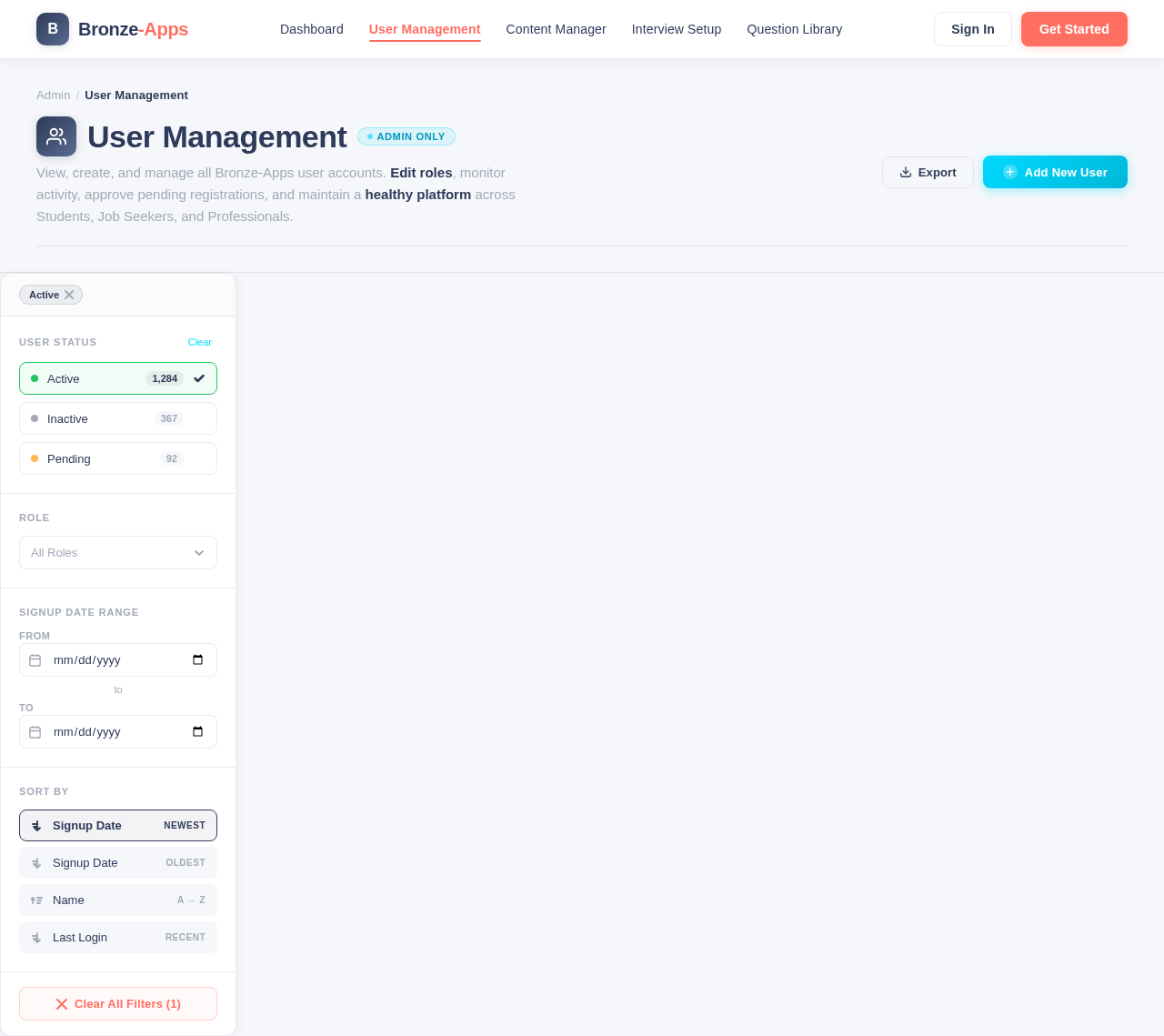 User Management design preview