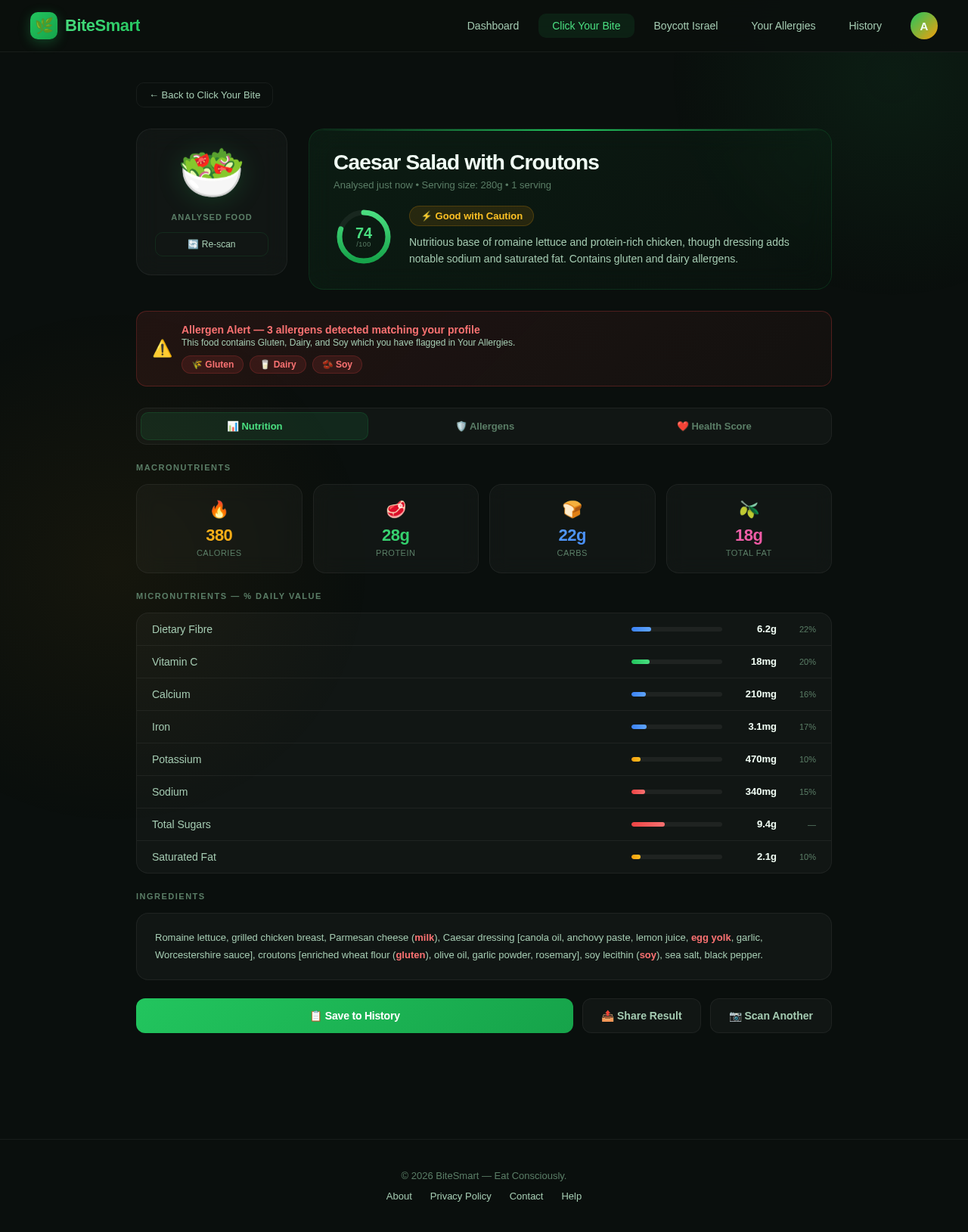 Food Results design preview