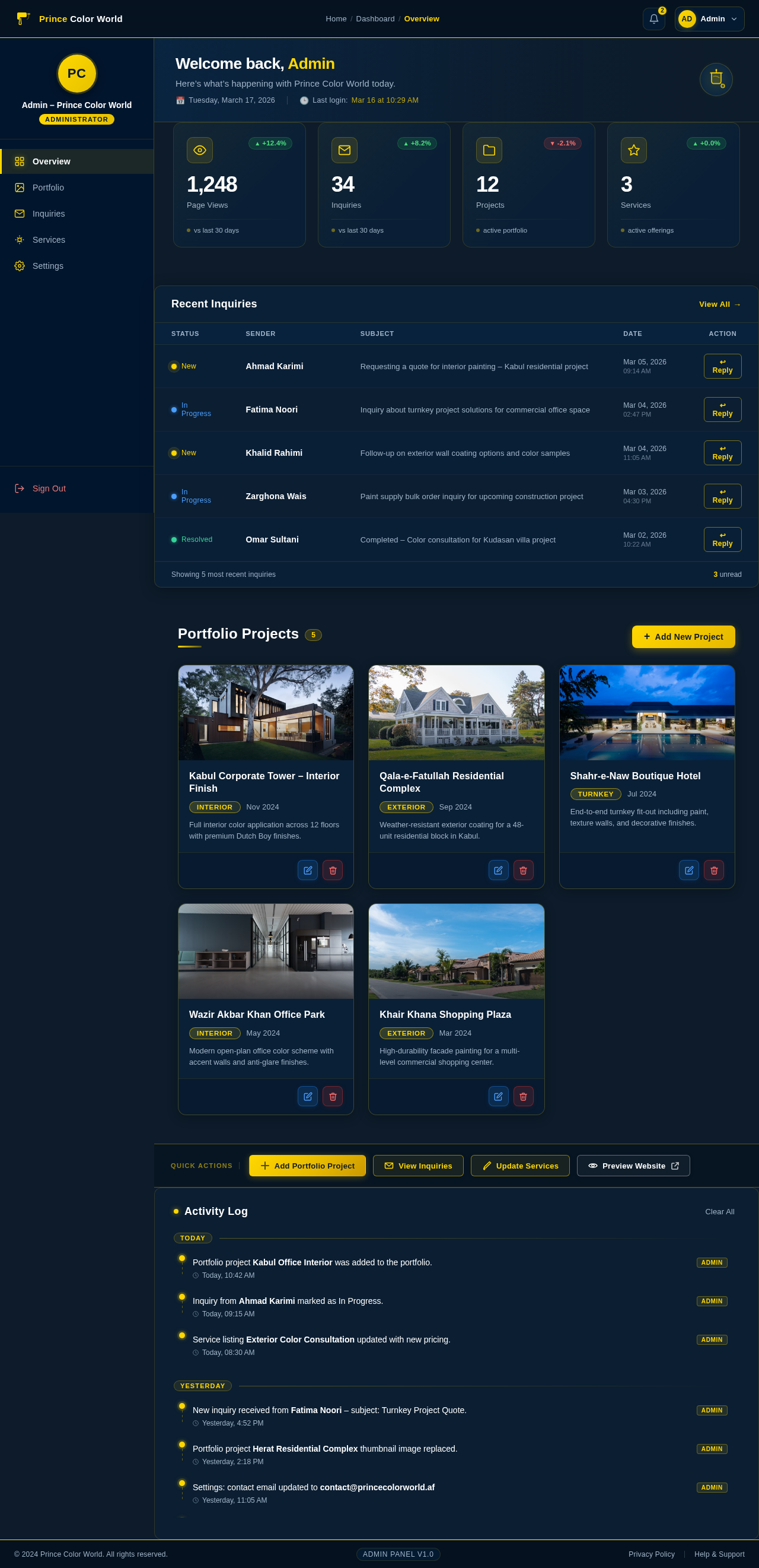 Dashboard design preview
