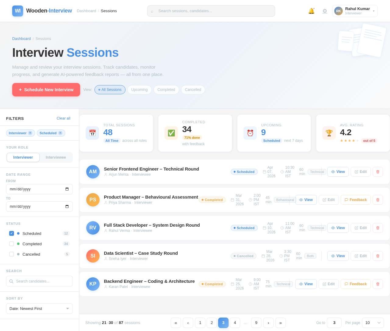 Sessions design preview