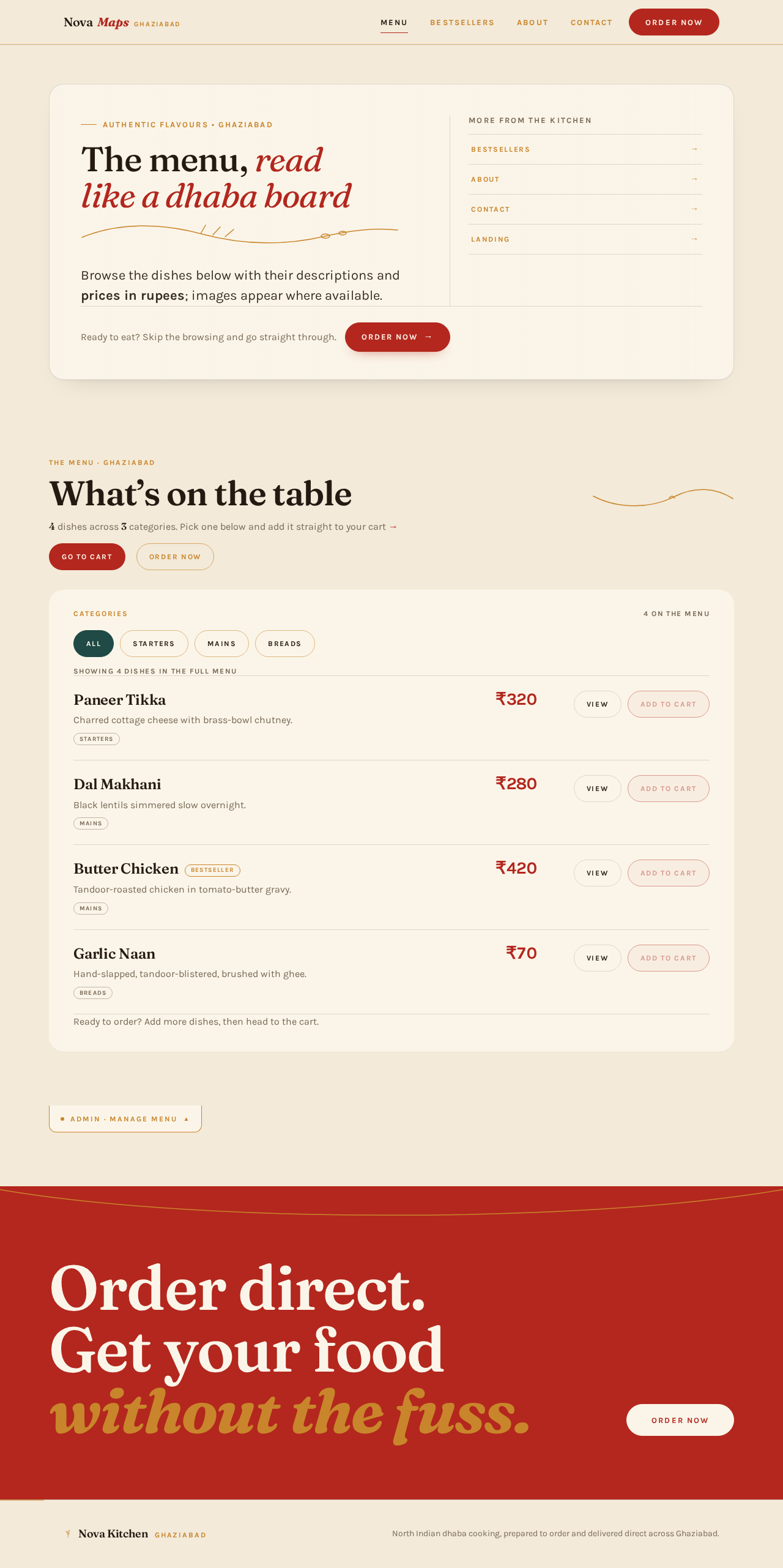 Menu design preview