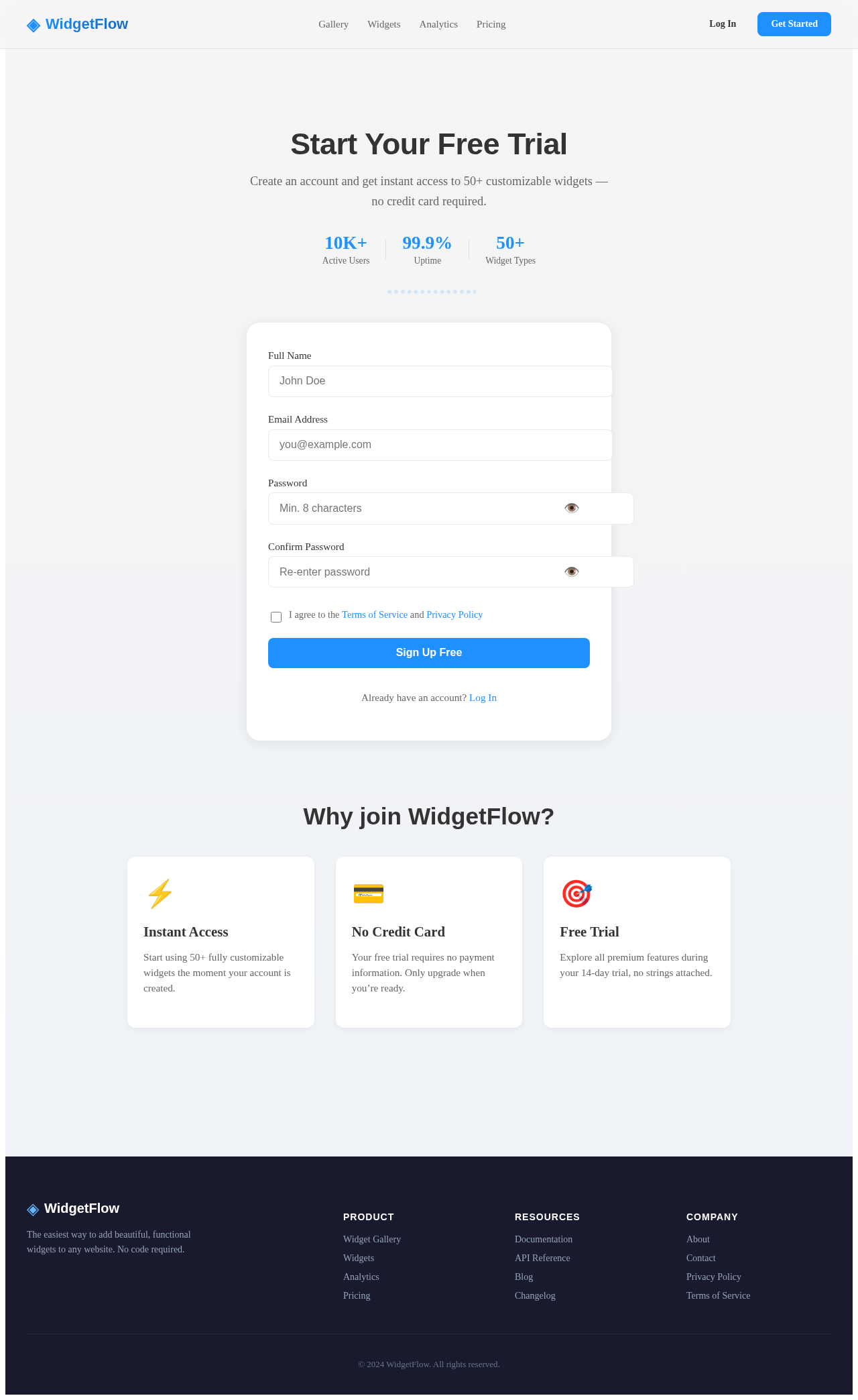 Signup design preview