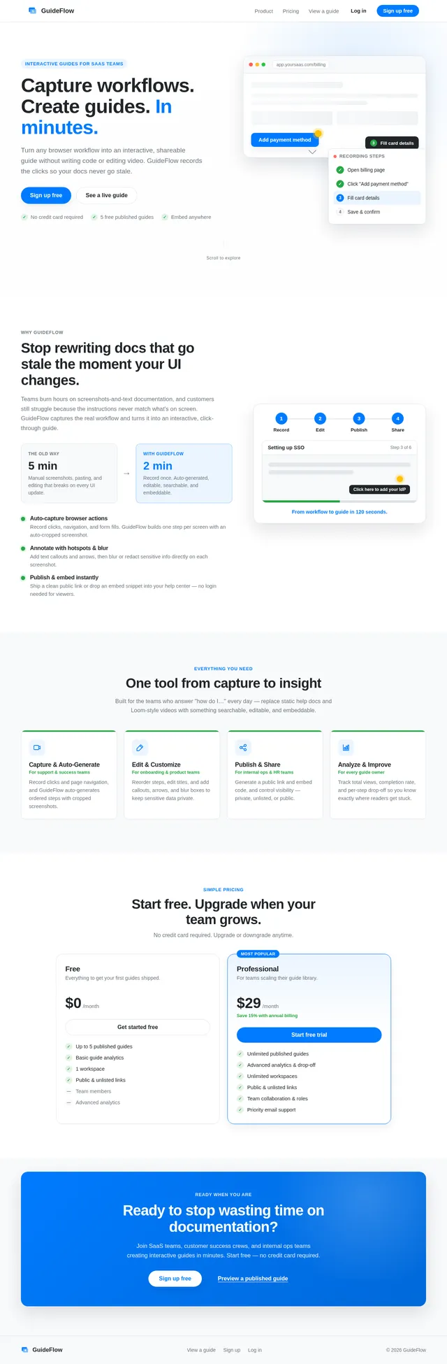 Marketing landing page