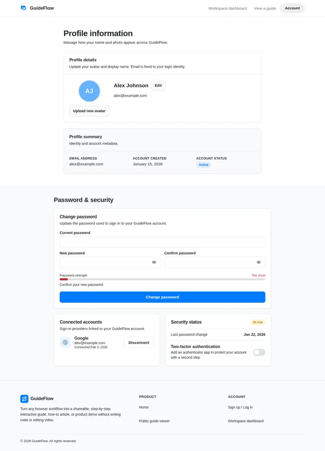 Account settings