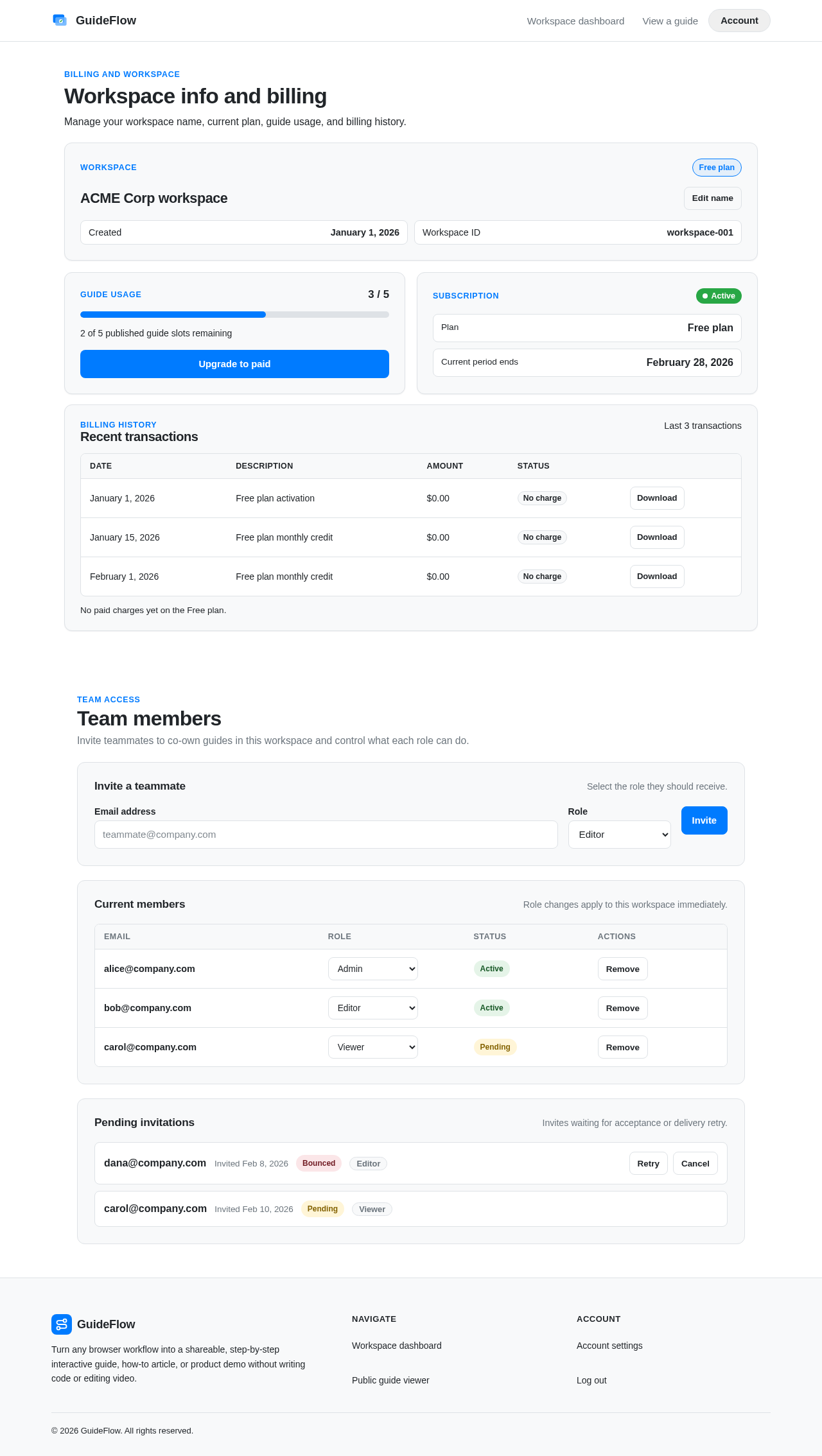 Workspace settings design preview