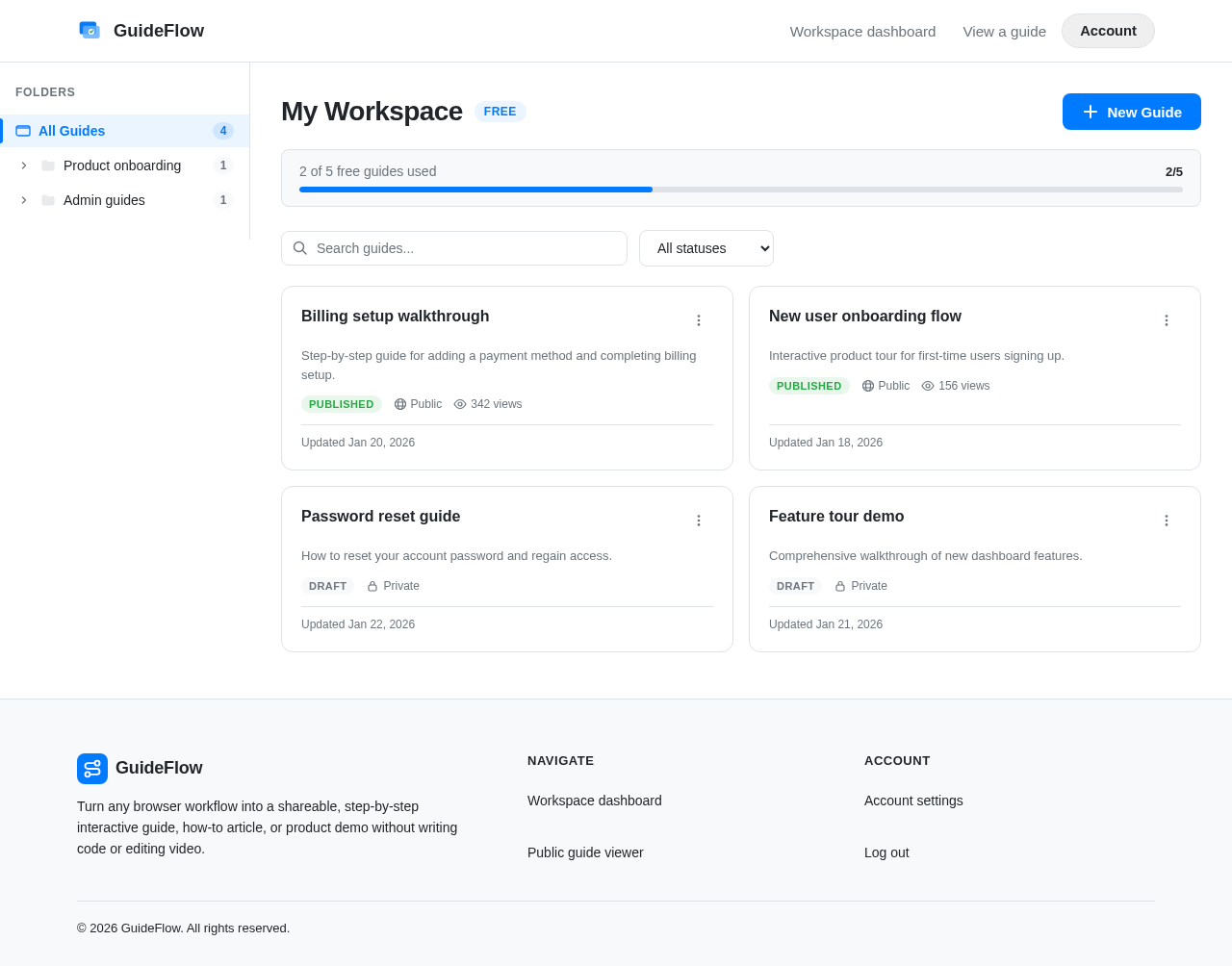 Workspace dashboard design preview
