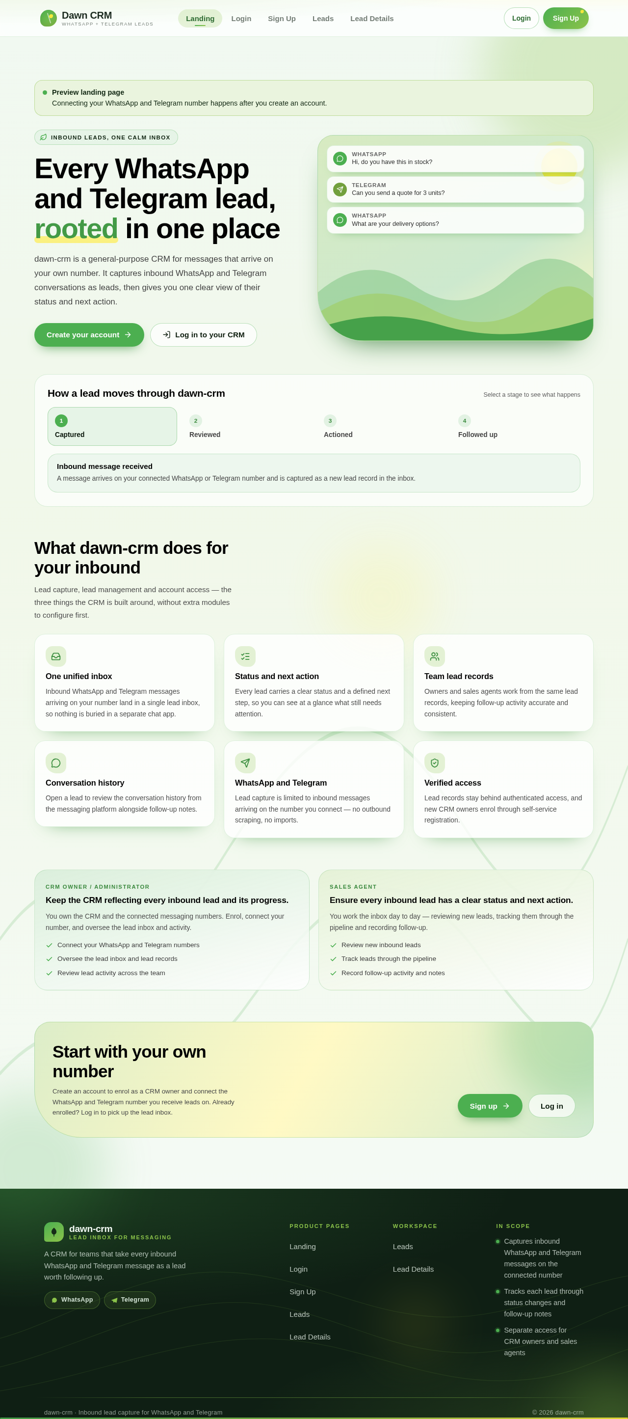 Landing design preview
