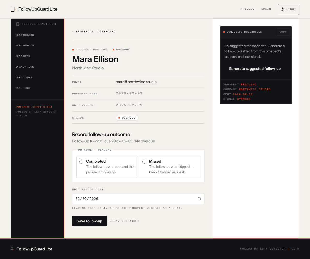 Prospect Details design preview