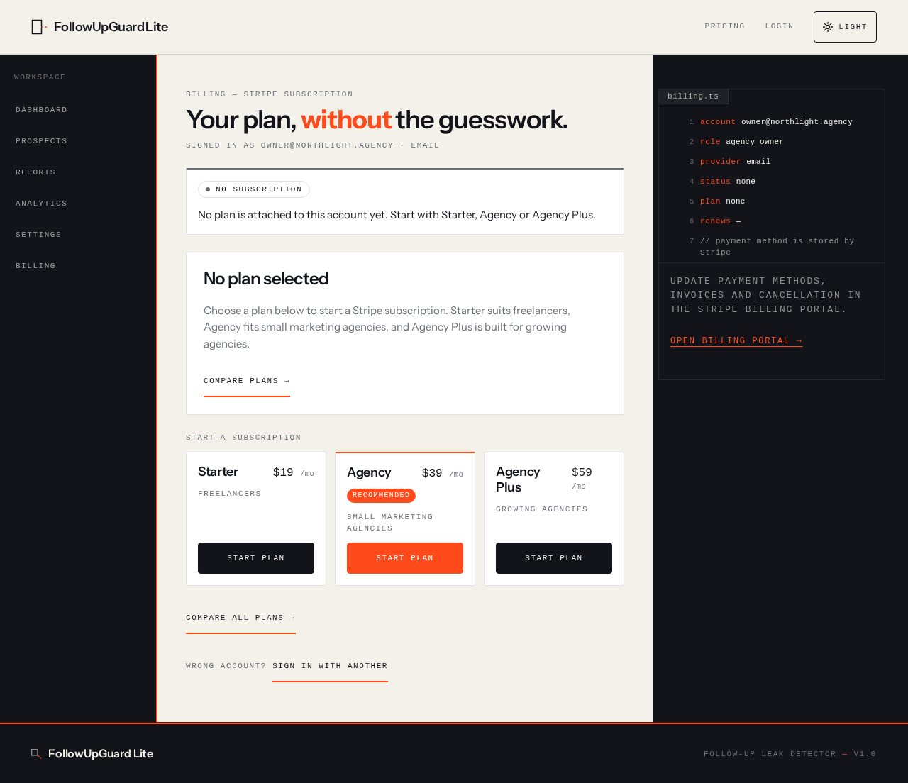 Billing page design preview