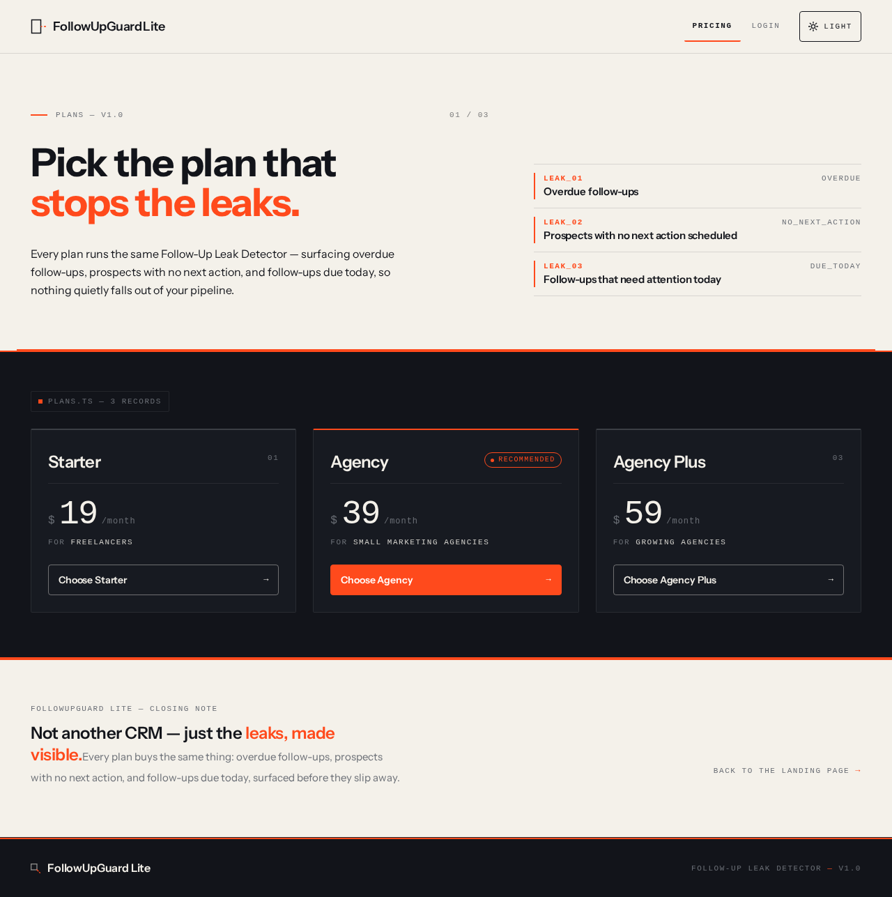 Pricing page design preview