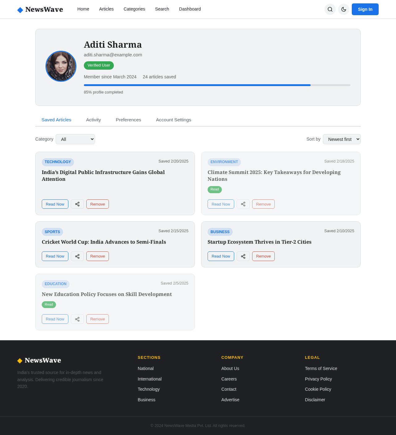 Profile design preview