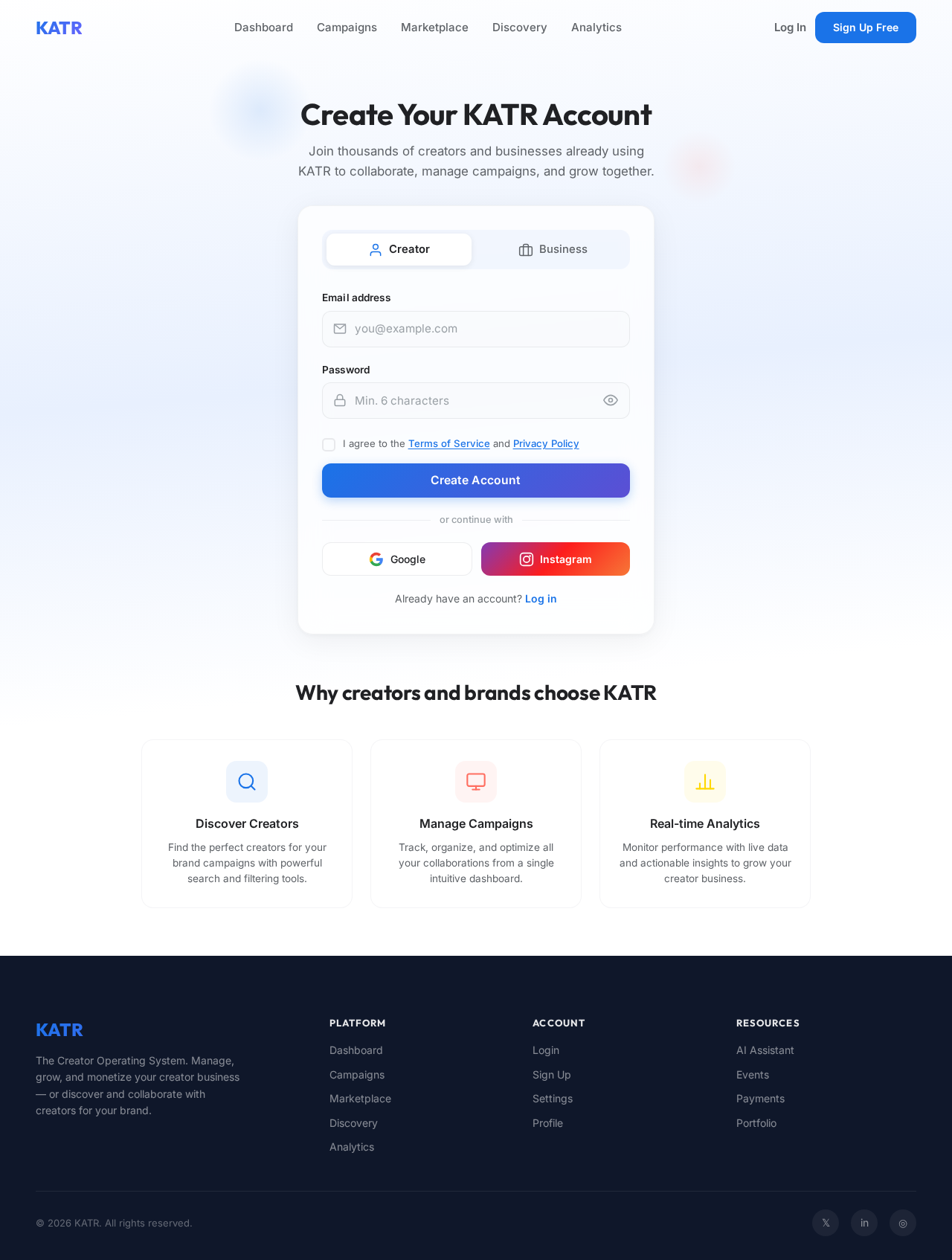 Signup design preview