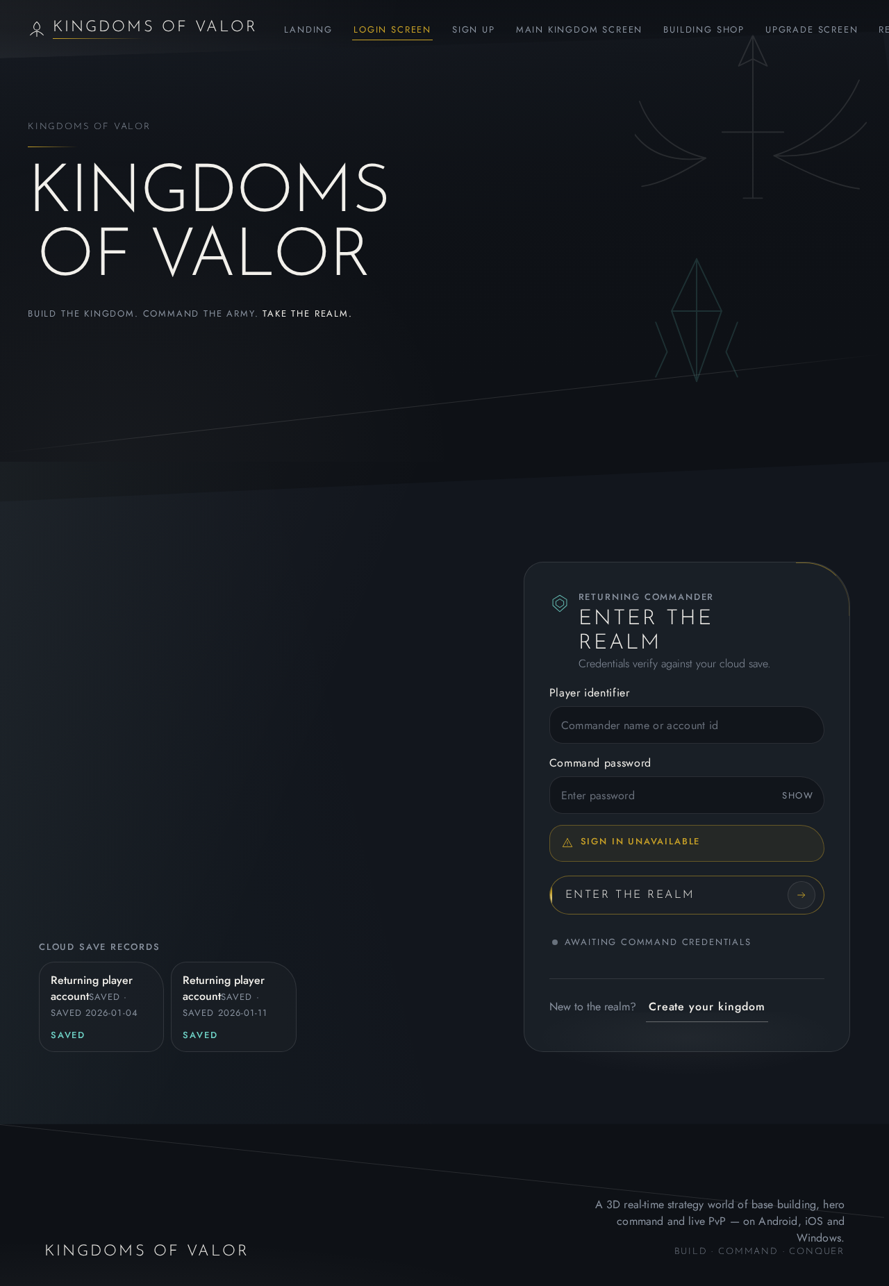 Login screen design preview