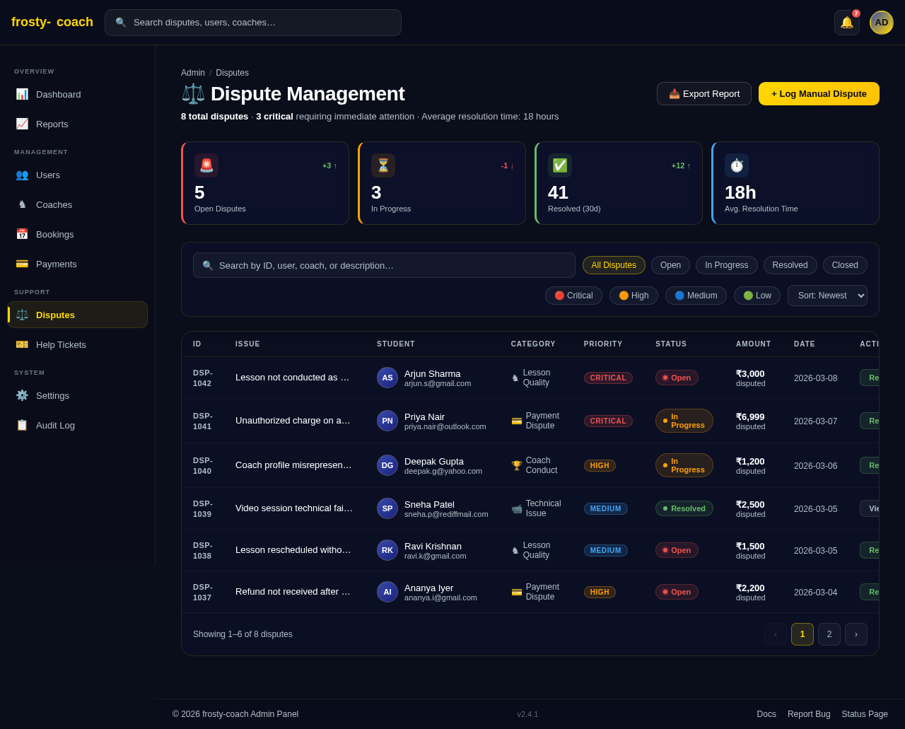 Disputes design preview