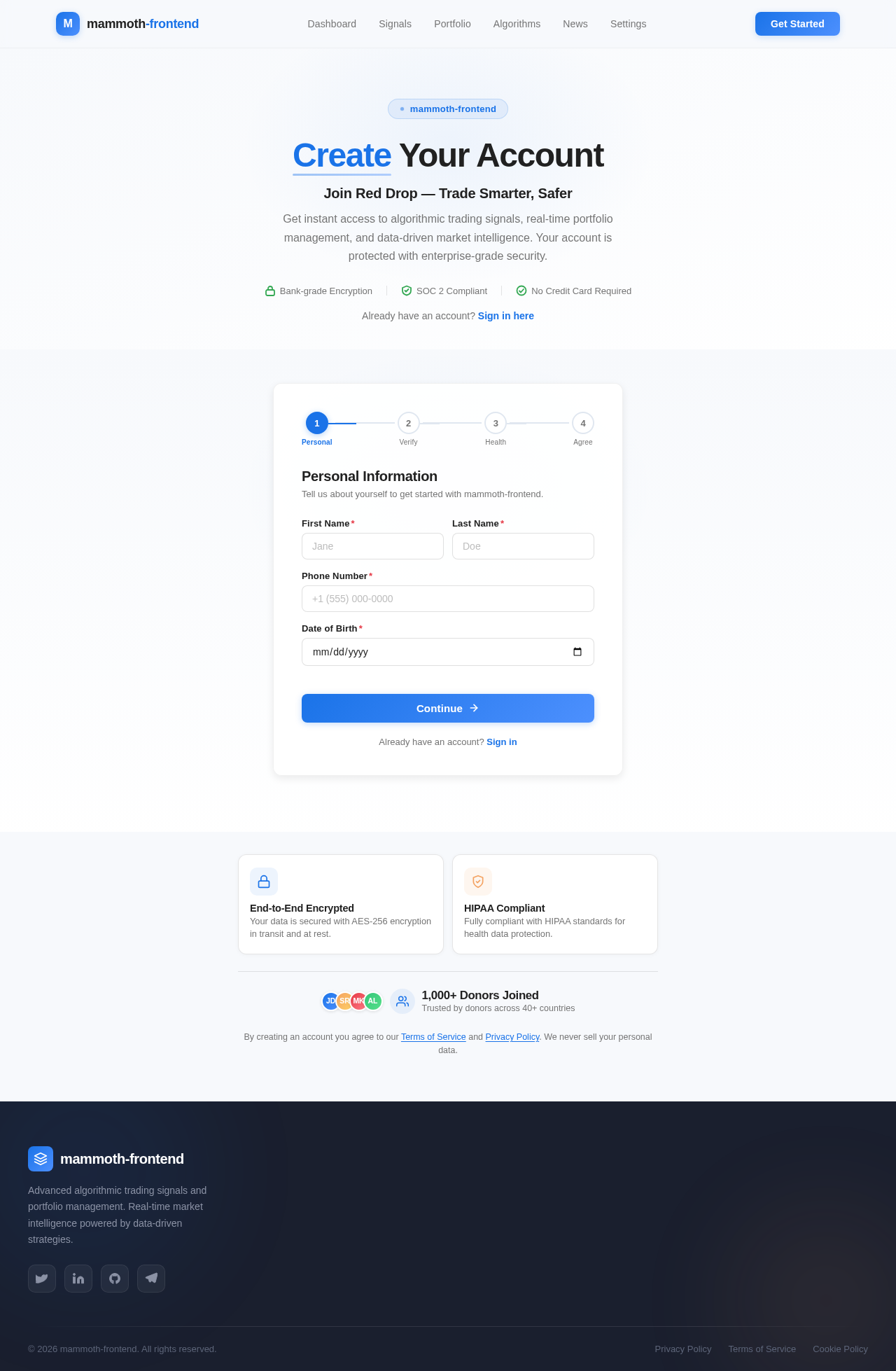Signup design preview