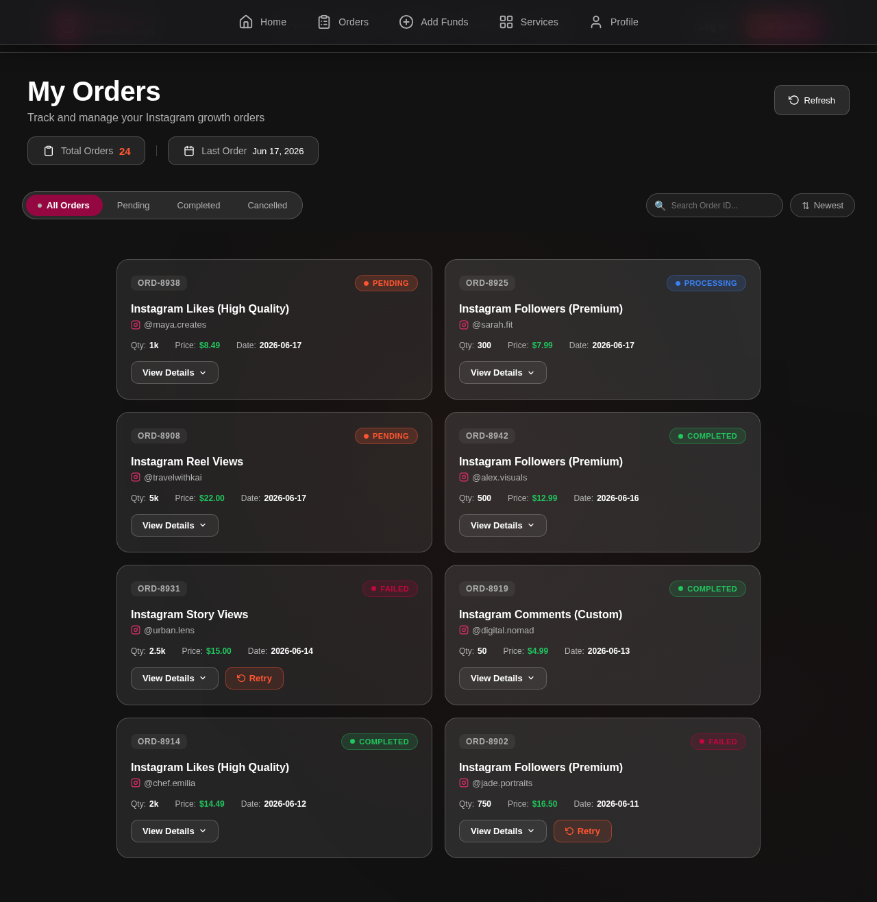 Orders design preview