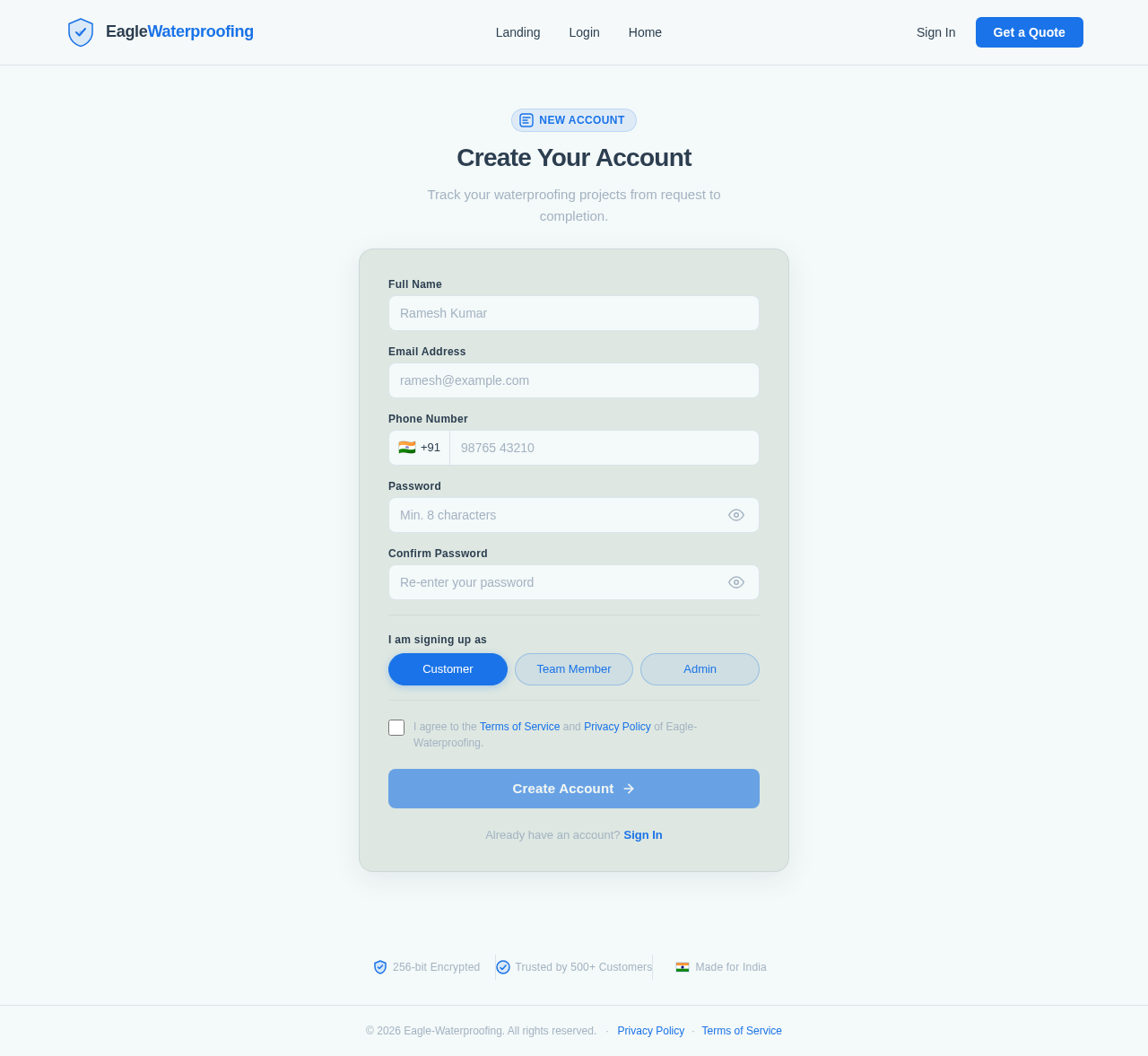 Signup design preview