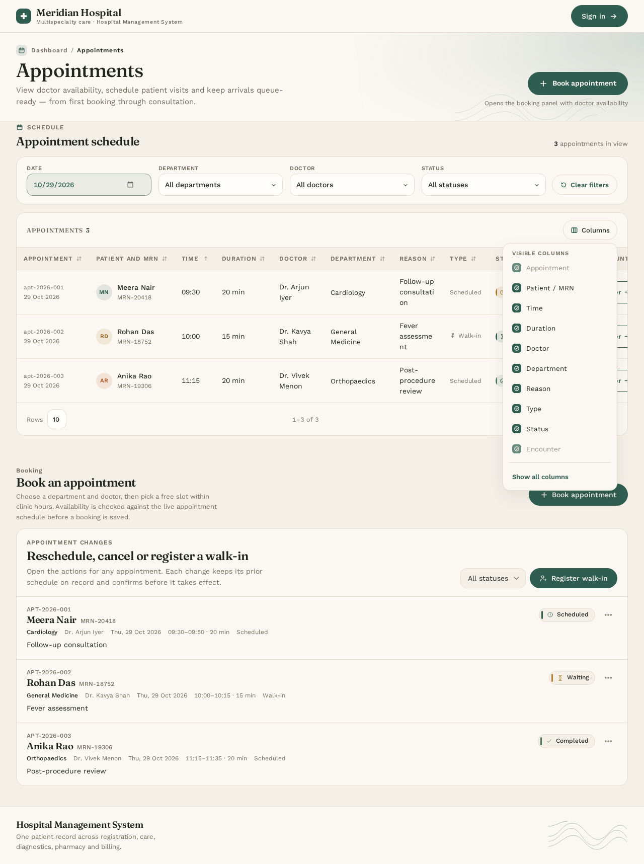 Appointments design preview