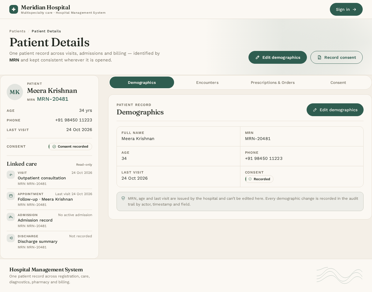 Patient Details design preview
