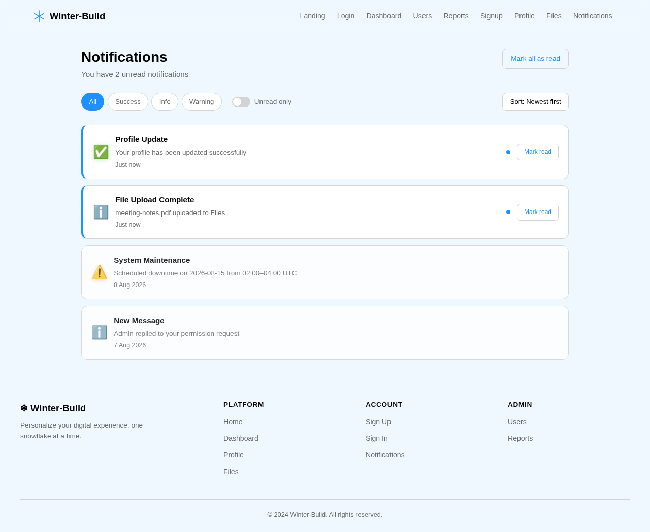 Notifications design preview