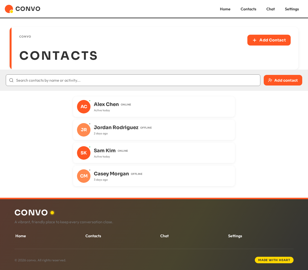Contacts design preview