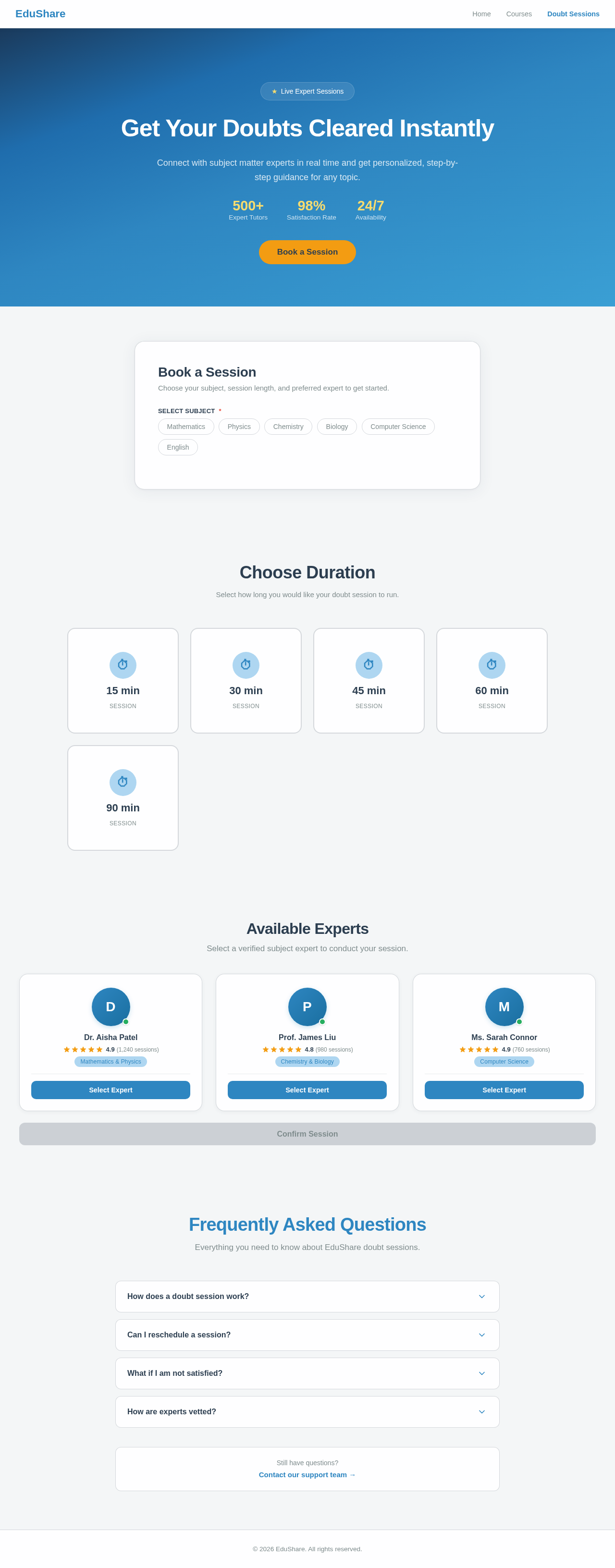 DoubtSession design preview
