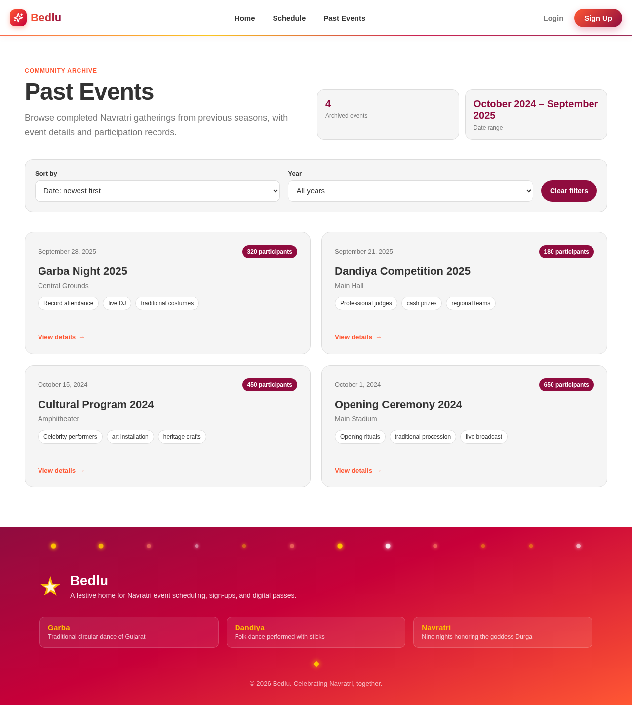 PastEvents design preview