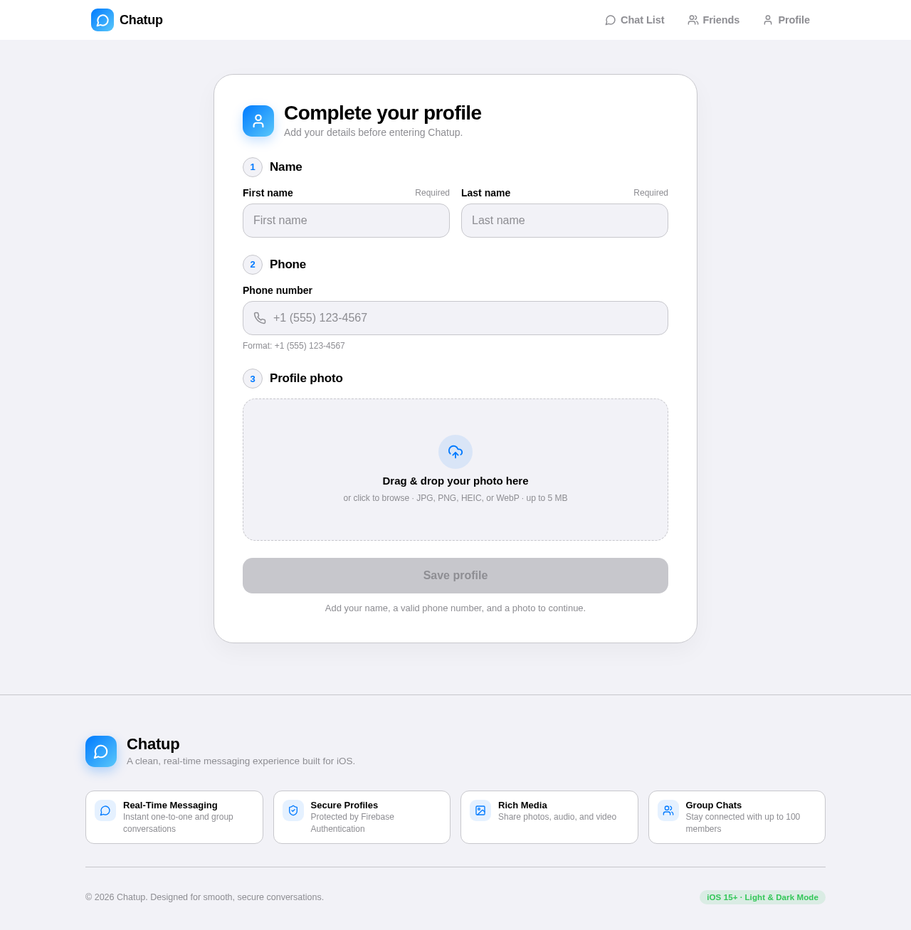 Complete Profile design preview